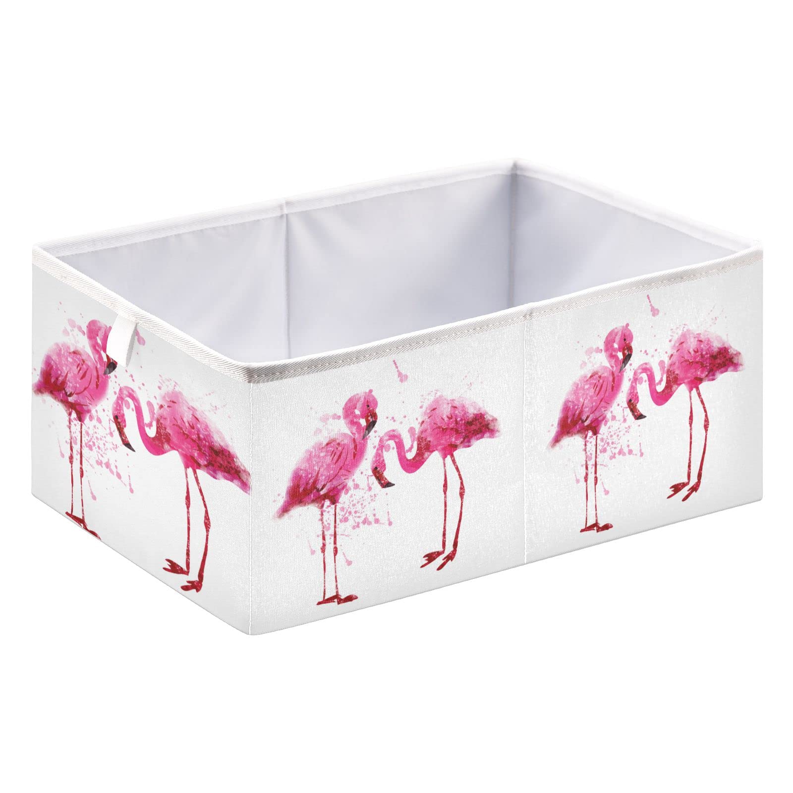 Flamingo Foldable Collapsible Storage Baskets - 16 x 11 Inch Cube Organizer Bins for Shelves | Closet, Pantry, Bathroom & Nursery Toy Storage | Space-Saving Home Organization Solution