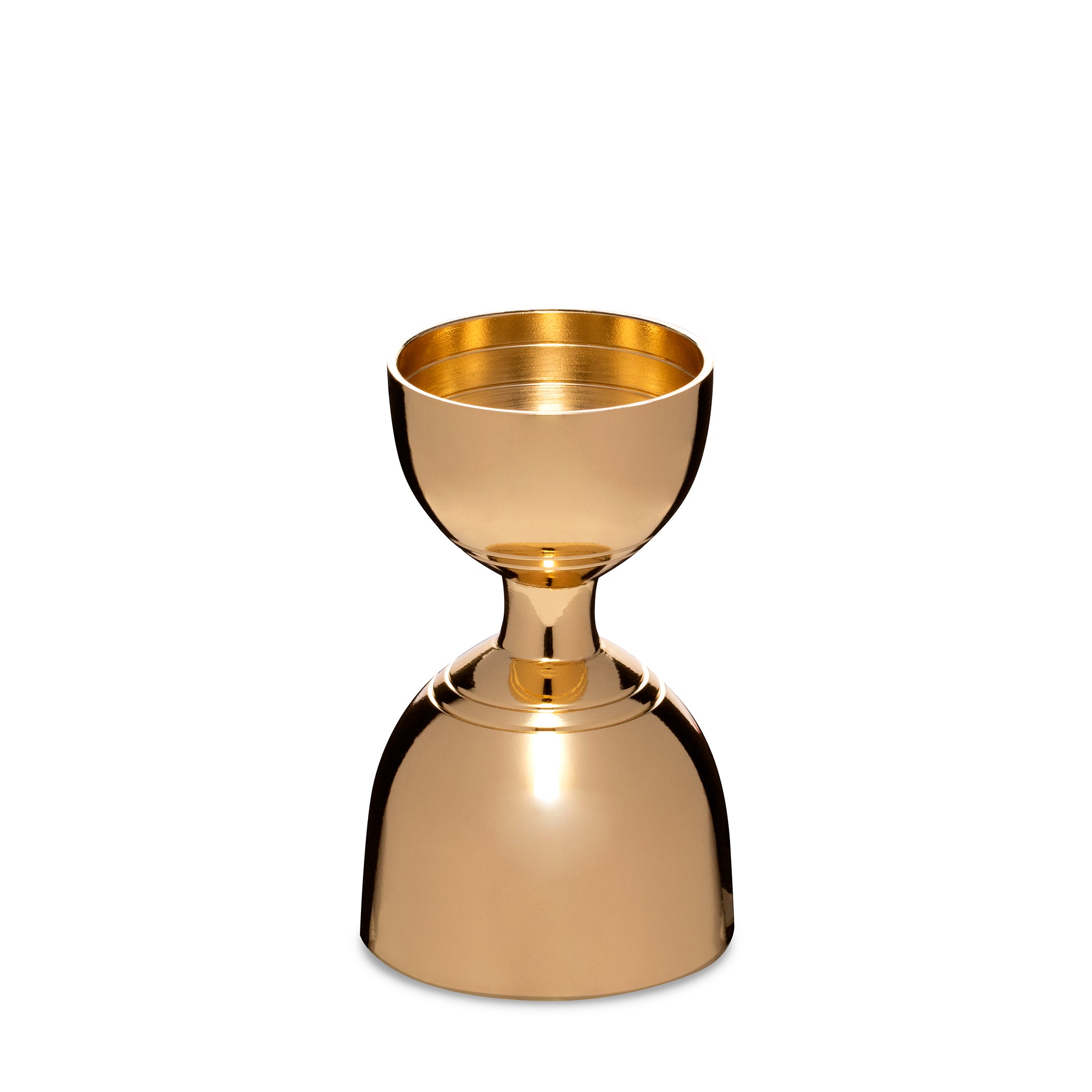 LEOPOLD® Gold Plated Jigger with Banded Design - 1oz & 2oz Dual Measuring Cup for Cocktails, Bartending, and Home Bar Mixing