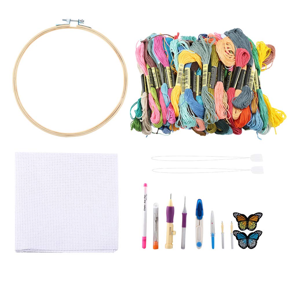 Premium Embroidery Floss Kit - 50 Colorful Thread Skeins with Needles & Bobbins for Cross Stitch, Needlework, and DIY Craft Projects - Perfect for Scrapbooking, Sewing, and Handmade Decorations