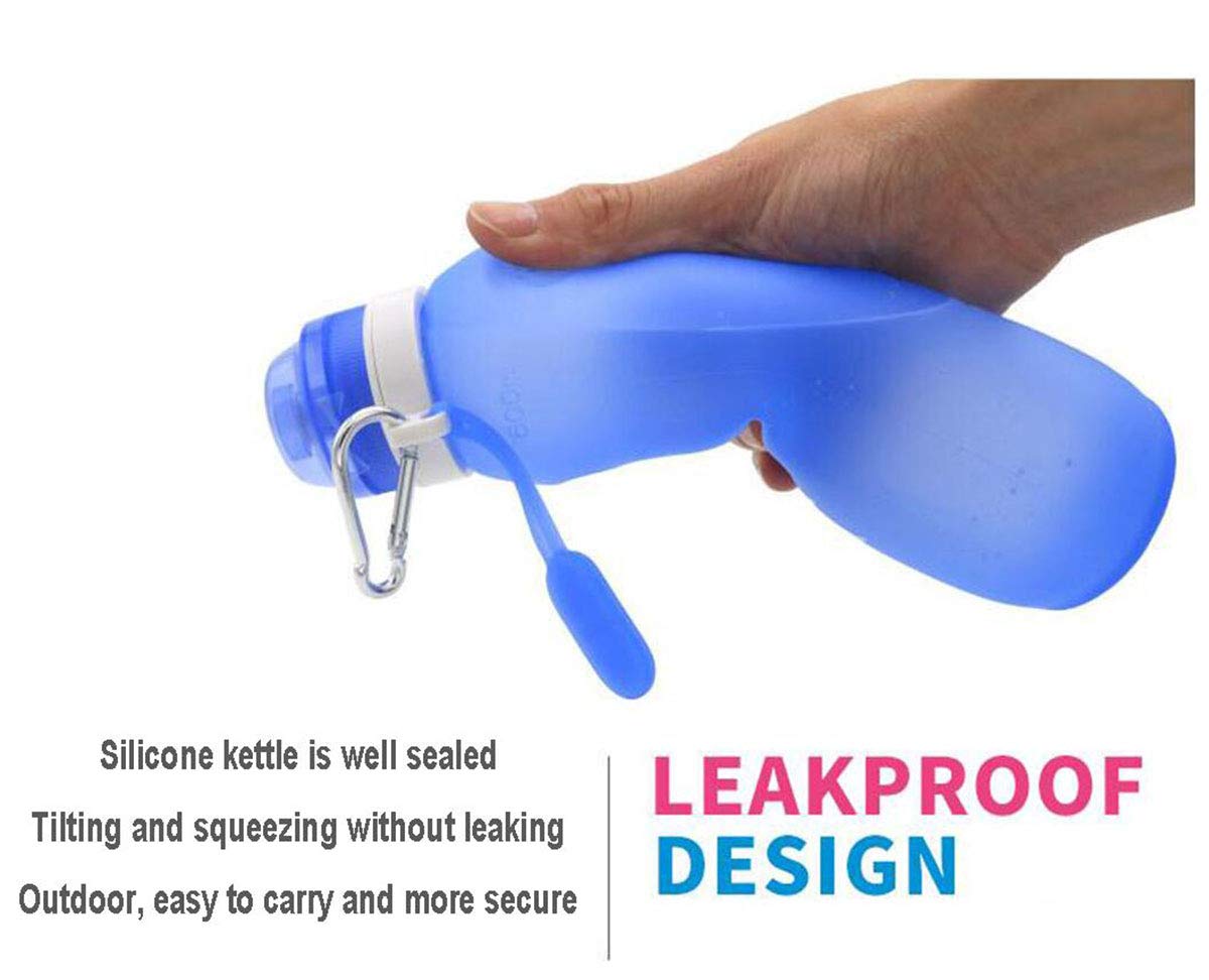 Collapsible Silicone Water Bottle 13.5 oz - Foldable, Leakproof & Ultralight - Roll Up Design Saves Space - Perfect for Hiking, Camping, Gym & Outdoor Activities