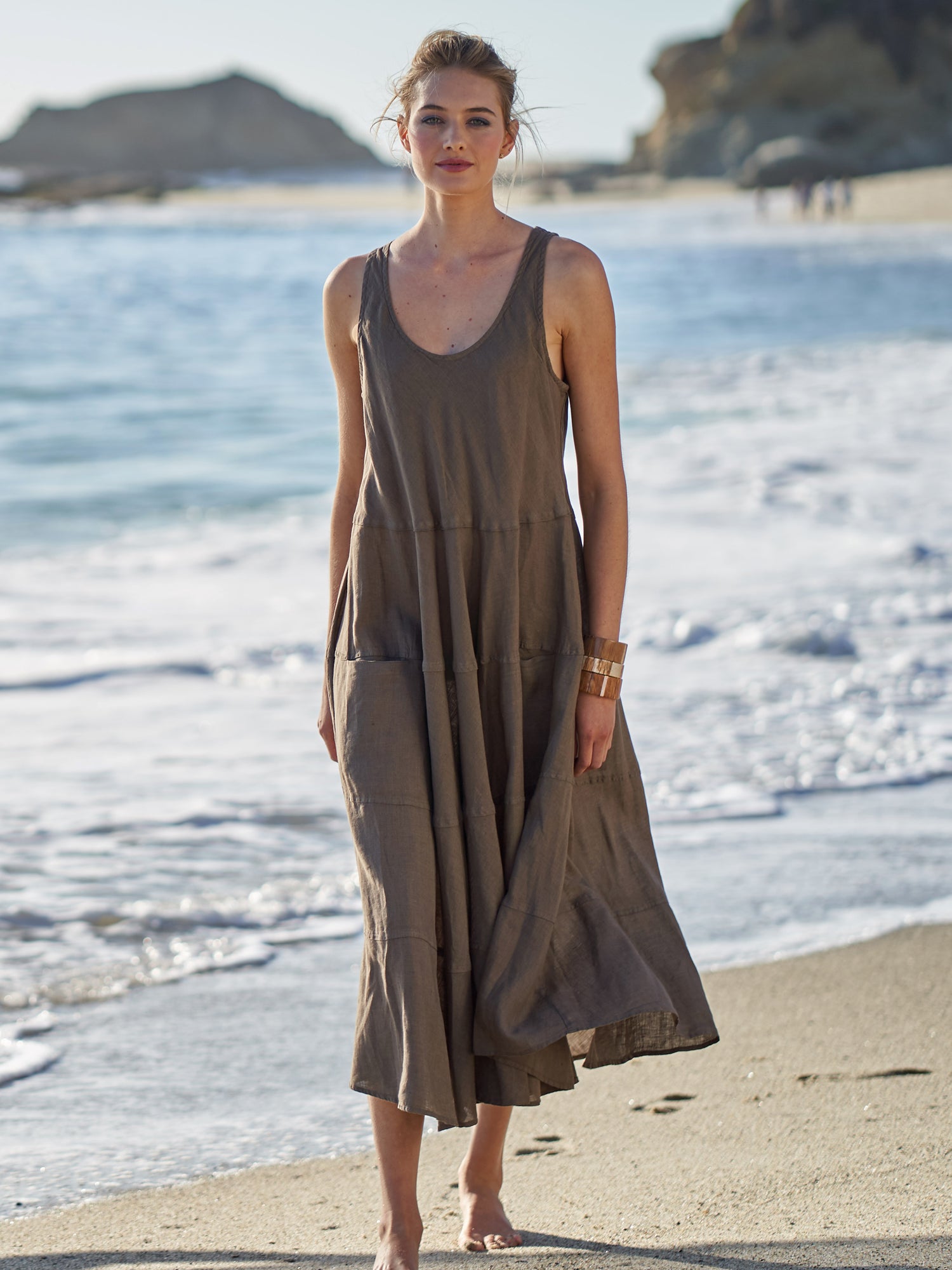 Shari Linen Dress for Women - Breathable Summer Maxi Dress with Pockets | Perfect for Beach Vacation, Date Night & Casual Outings