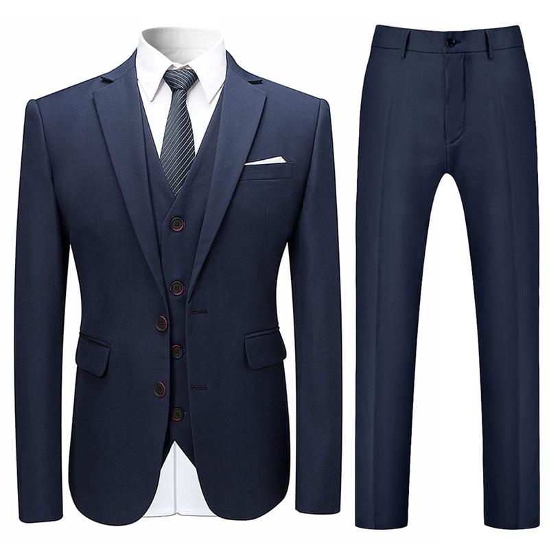 Navy Blue Slim Fit 3-Piece Suit for Men | Two Button Formal Business Suit | Perfect for Weddings, Office & Special Occasions