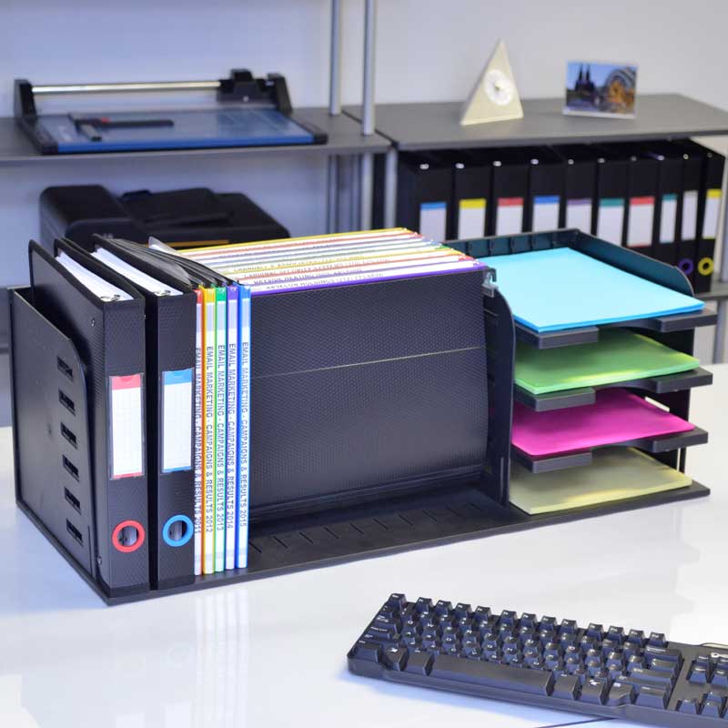 VersaFile 5 Divider 3 Shelf File Organizer with 5 PolyMagniFiles - Perfect for Office, Home & School Document Storage and Organization