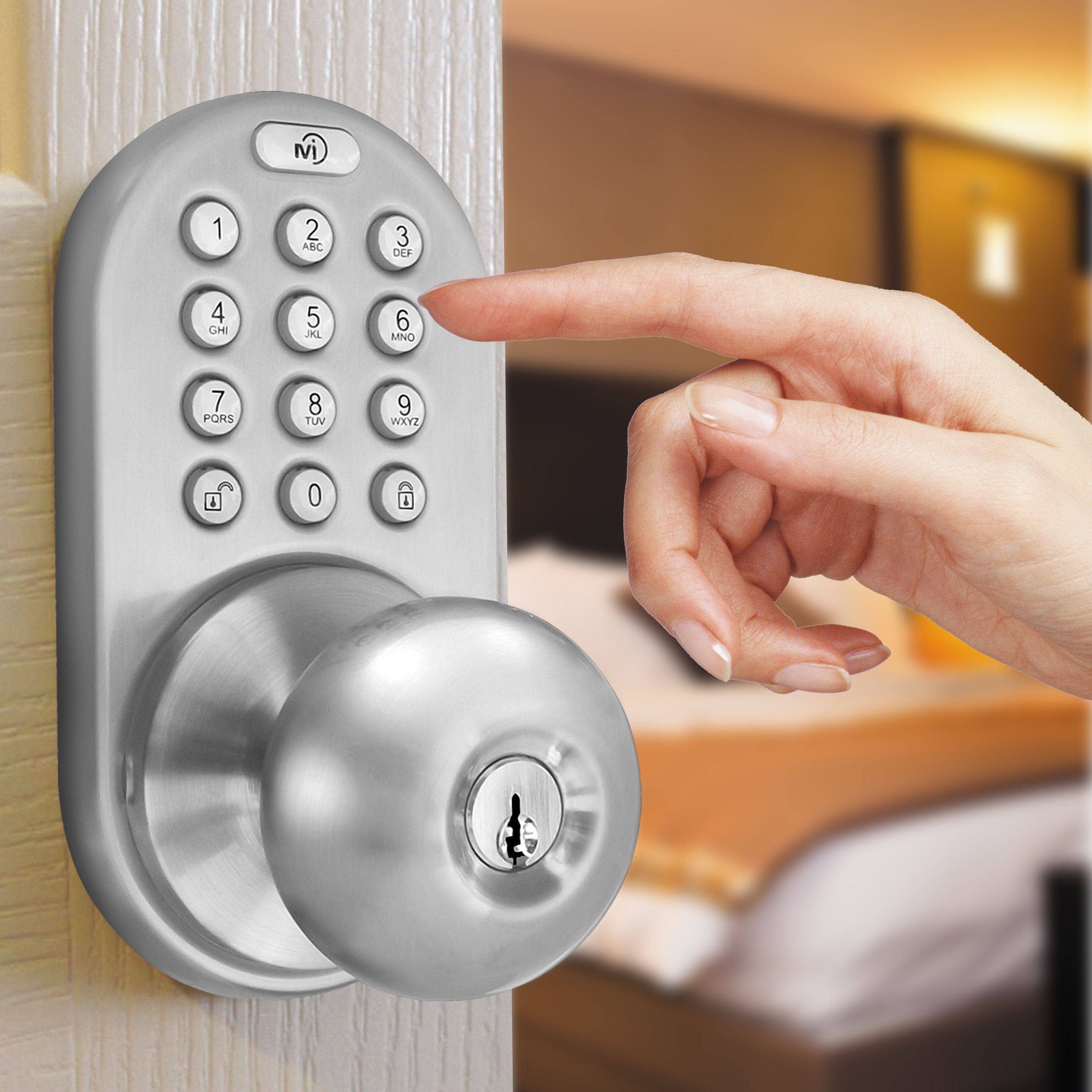 MiLocks DKK-02SN Smart Keyless Entry Door Lock - Electronic Touchpad Deadbolt for Home Security, Satin Nickel Finish | Perfect for Apartments, Offices & Smart Homes
