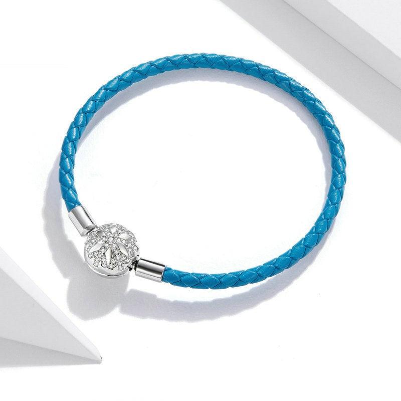 925 Sterling Silver Braided Blue Leather Rope Chain Necklace for Women - Minimalist Dainty Jewelry for Everyday Wear, Layering & Gifts
