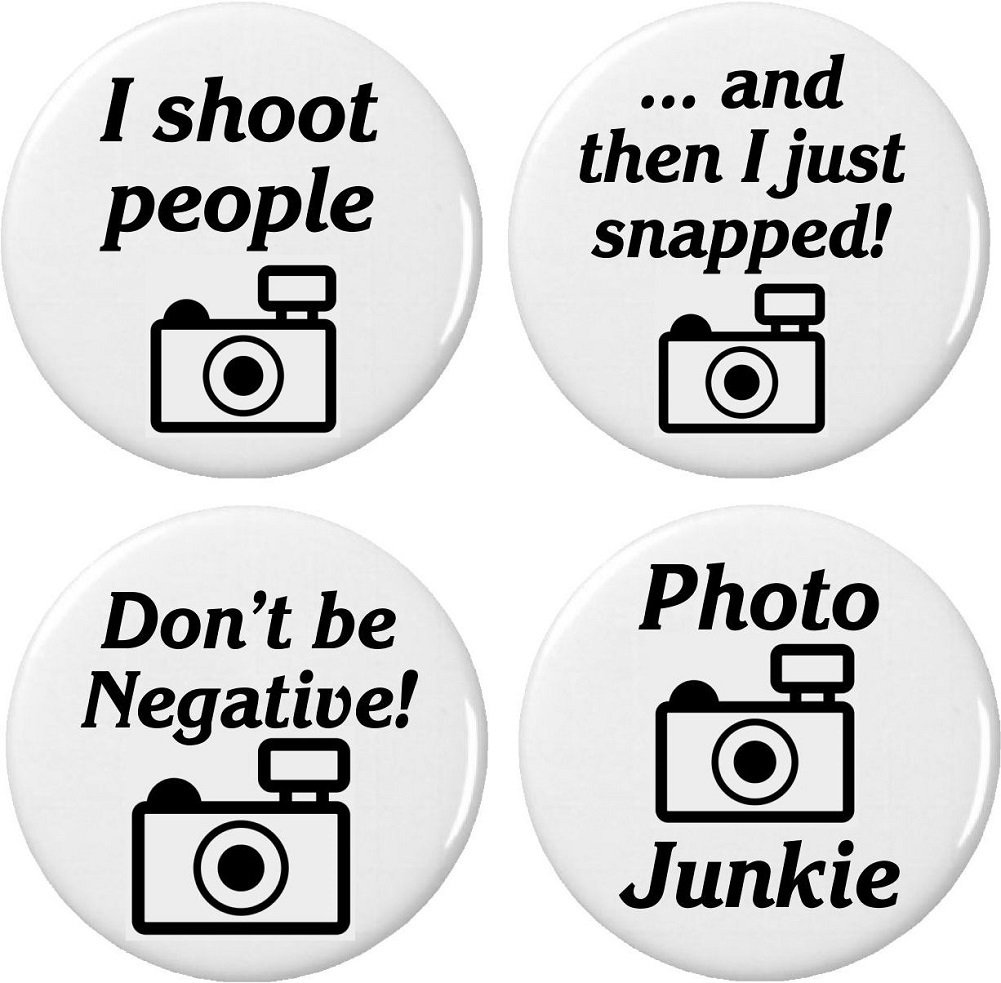 4-Pack Funny Photographer Themed 2.25 Inch Camera Keychains - Perfect Gift for Photography Enthusiasts & Camera Lovers (Great for Camera Bags, Keyrings & Photo Studio Accessories)