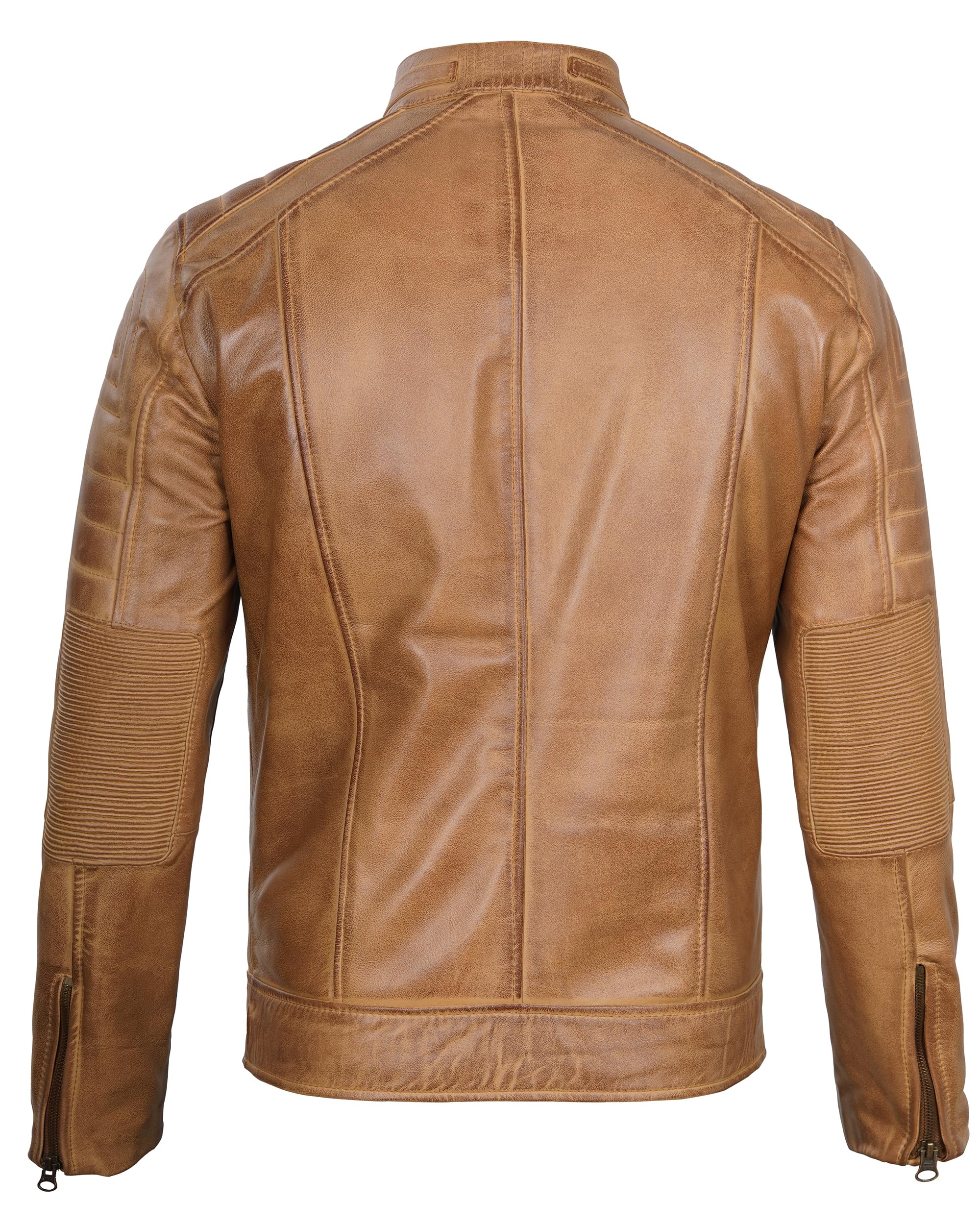 Decrum Men's Real Lambskin Leather Jacket - Stylish Cafe Racer Motorcycle Jacket for Men | Perfect for Riding, Casual Wear & Fashion Outfits