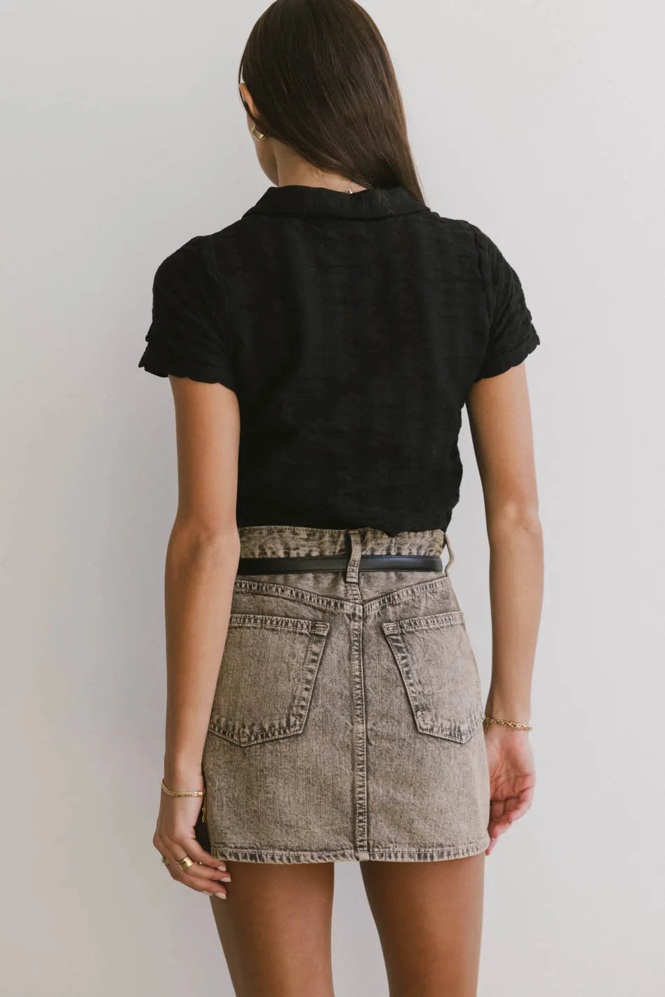 Berenice Textured Button-Up Shirt for Women - Black | Casual & Office Wear | FINAL SALE
