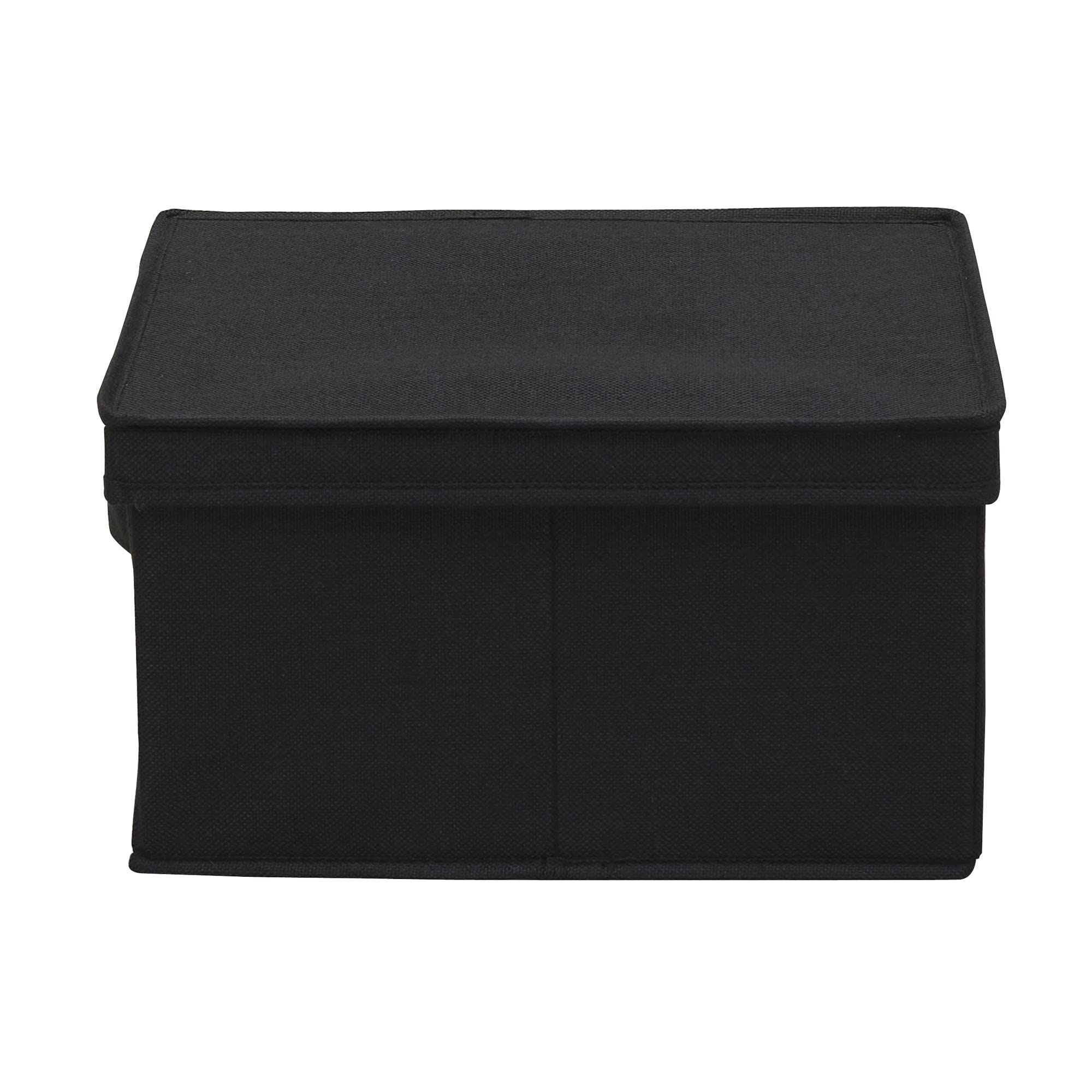 Large Fabric Storage Box with Lid - Set of 2, Black - Organize Closet, Nursery, or Office - Foldable Collapsible Storage Bins for Home Organization