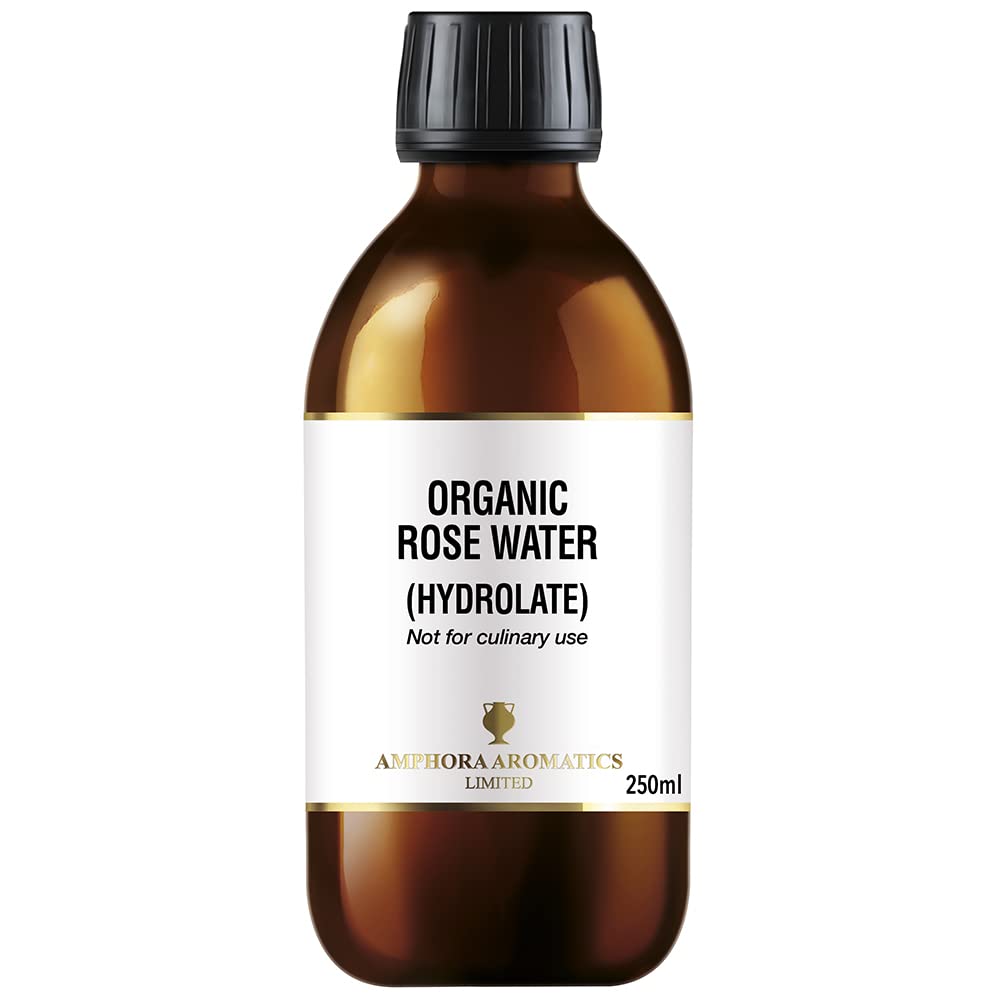 Organic Rose Water (Hydrolate) by Amphora Aromatics - 250ml | Pure Facial Toner, Natural Skin Hydration & Aromatherapy for Glowing Skin