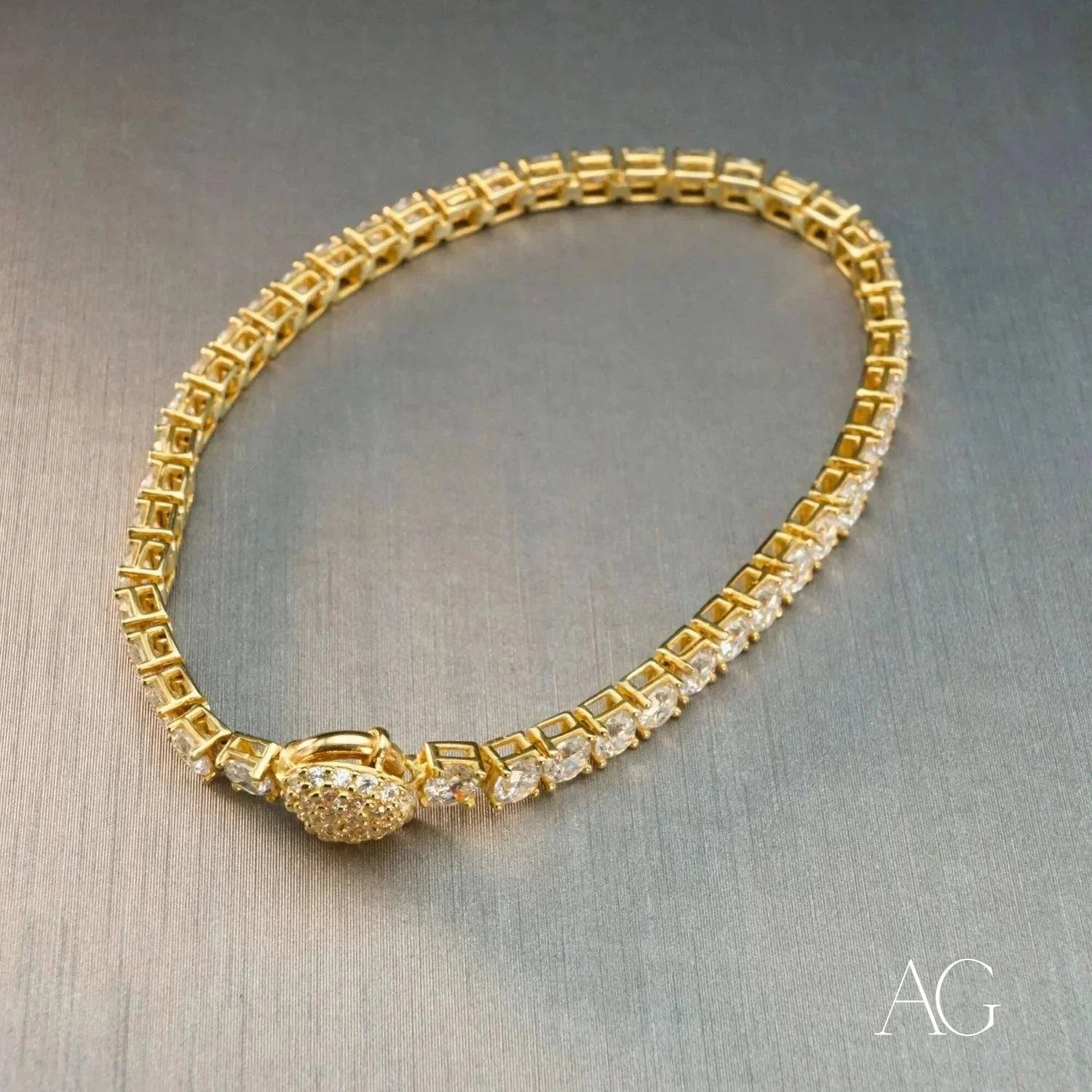 Stunning 14K Gold Plated Zirconia Tennis Bracelet for Women | Elegant Cubic Zirconia Tennis Chain Bracelet | Perfect for Weddings, Parties & Special Occasions