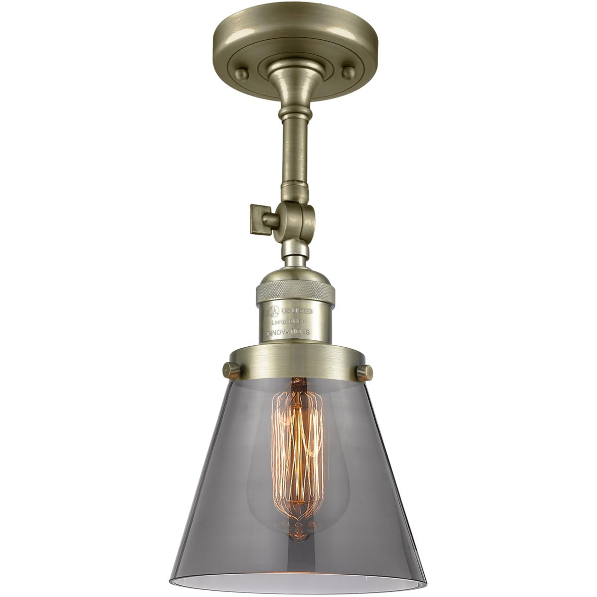 Innovations 201F-AB-G63-LED Semi-Flush Mount Ceiling Light Fixture in Antique Brass Finish - Energy Efficient LED Lighting for Bedroom, Living Room, Dining Room & Hallway