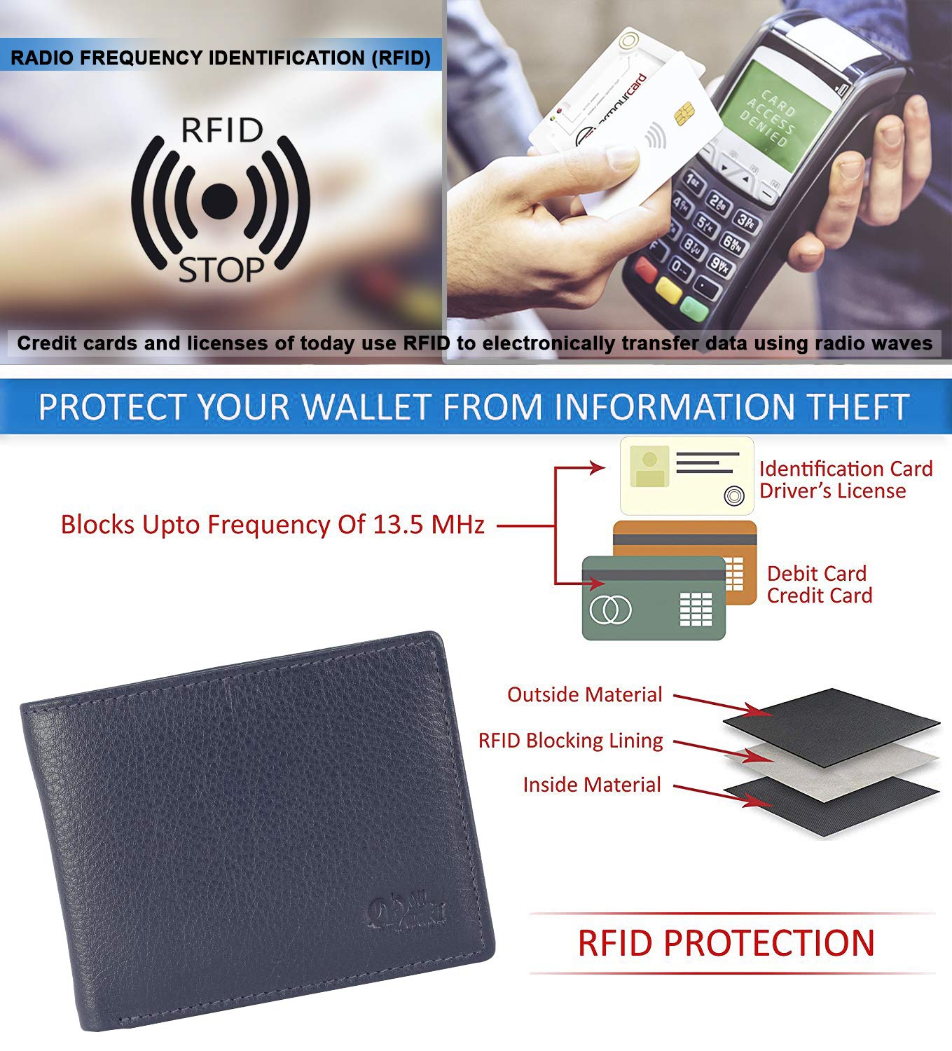 Premium RFID Blocking Leather Bifold Wallet for Men - Slim ID Window & 9 Card Slots (Gift Box Included) | Ideal for Travel, Business & Everyday Use