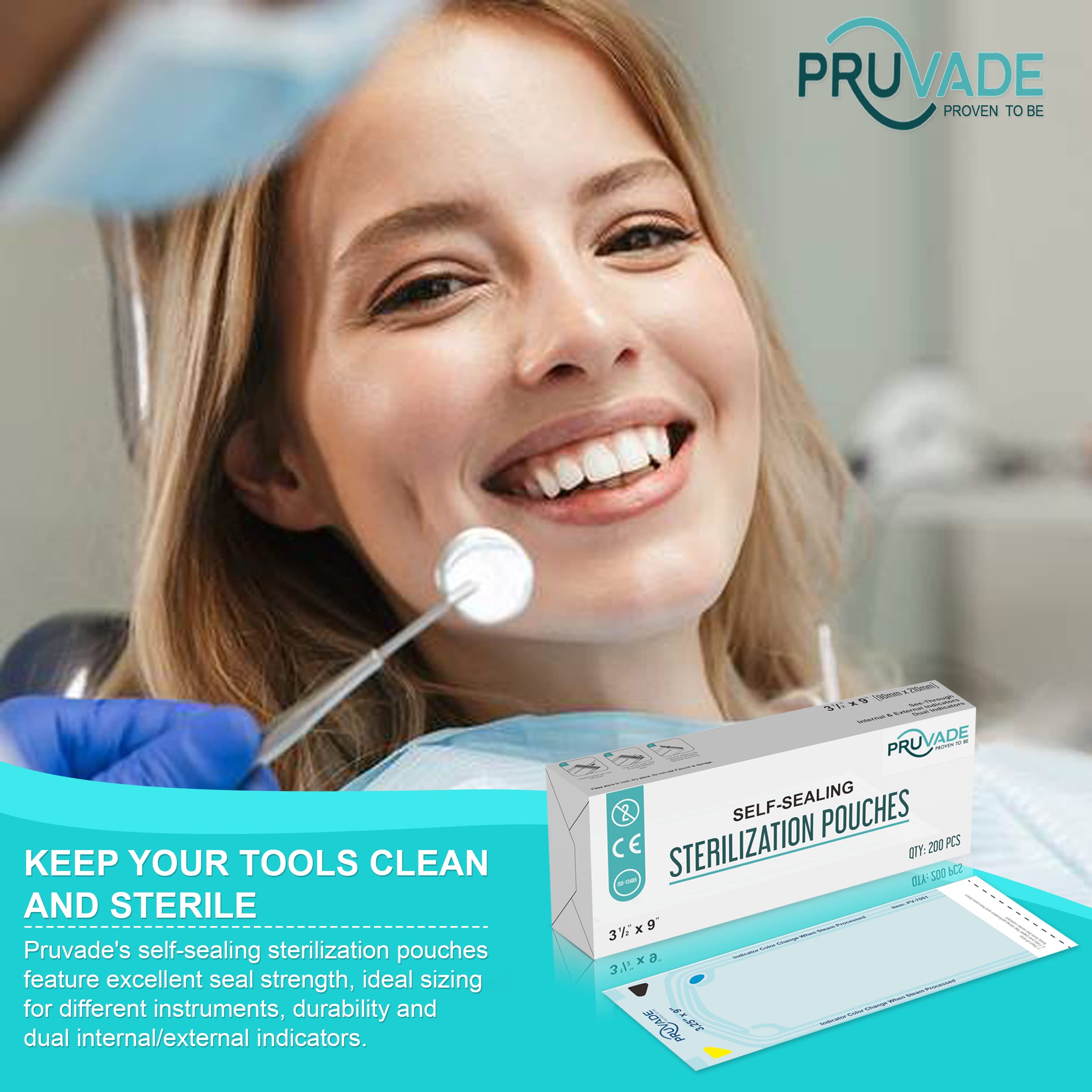 Sterilization Pouches 200 Pack - 3.5