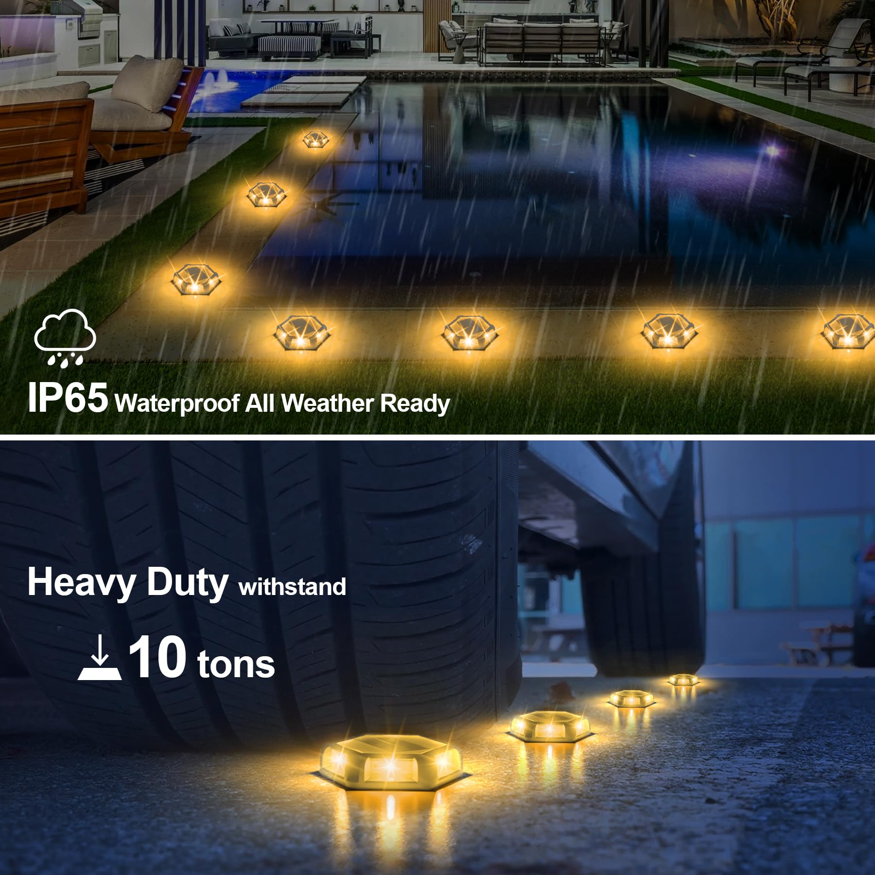 12 Pack Solar Dock Lights - Waterproof Outdoor LED Aluminum Step Lights for Driveway, Deck, Sidewalk, Garden, Pathway & Yard (Warm White) | Weatherproof & Energy Efficient Lighting for Nighttime Safety & Ambience