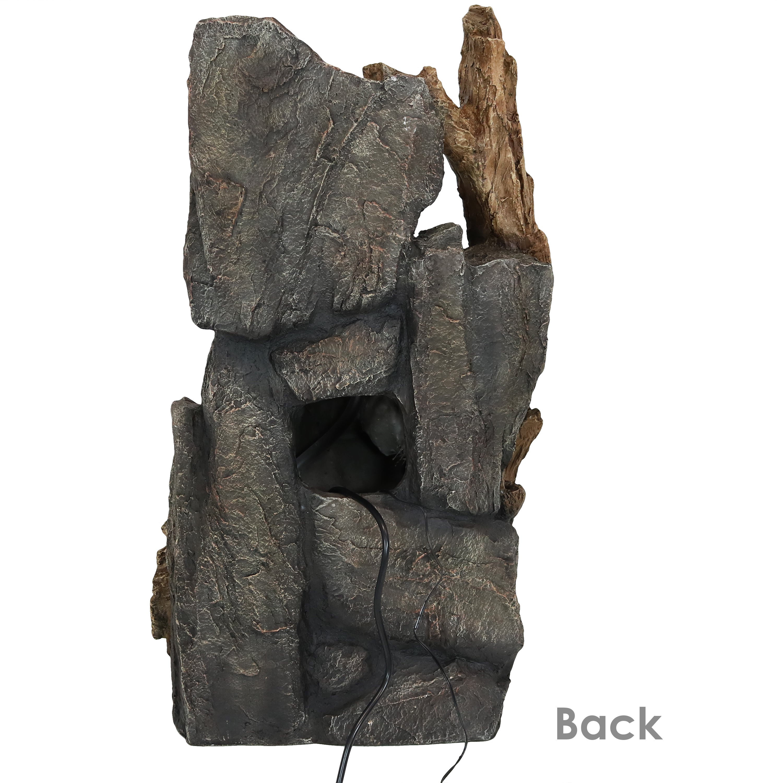 Sunnydaze Cascading Mountainside Outdoor Fountain with LED Light - 35