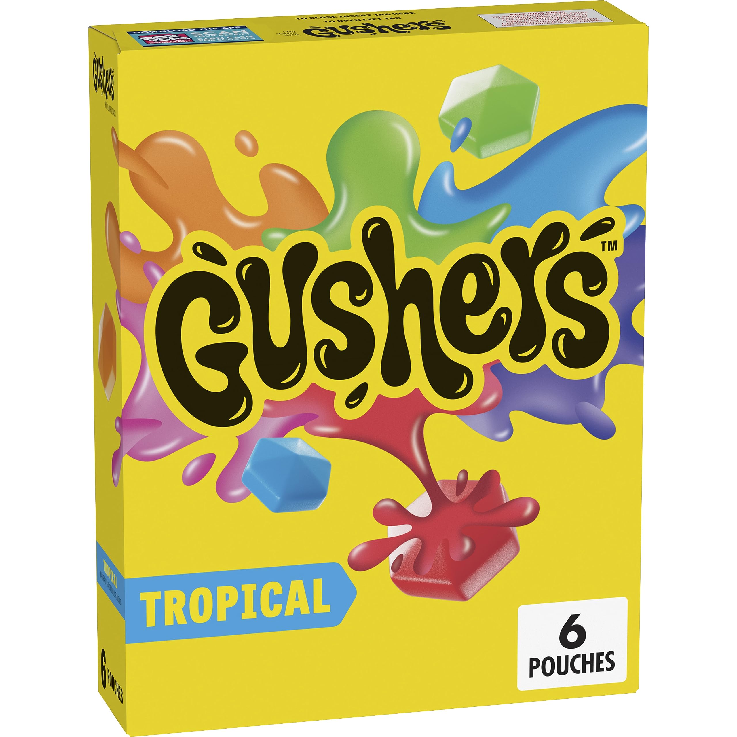 Gushers Tropical Fruit Flavored Snacks - 6 Pack (4.8 oz) | Chewy Fruit Candy for Kids Lunch Box, School Snacks & Party Favors