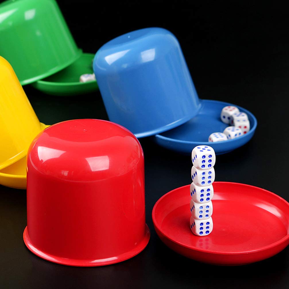 NUOBESTY Professional Dice Cup Set with 5 Plastic Dot Dices - Perfect for Liar's Dice, Yahtzee, Farkle Games | Anti-Cheating Dice Box for Bars, KTV, Parties & Family Game Nights (Black)