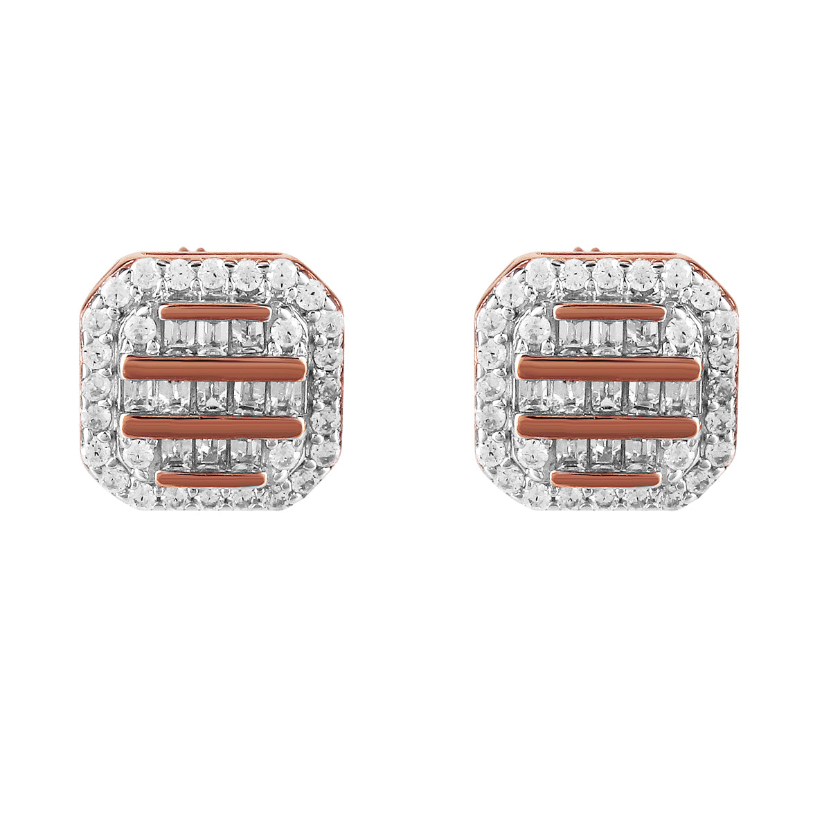 14K Rose Gold Plated Sterling Silver Square Stud Earrings for Women - Screw Back Closure, Hypoallergenic, Gift for Her - Perfect for Parties, Weddings & Everyday Wear