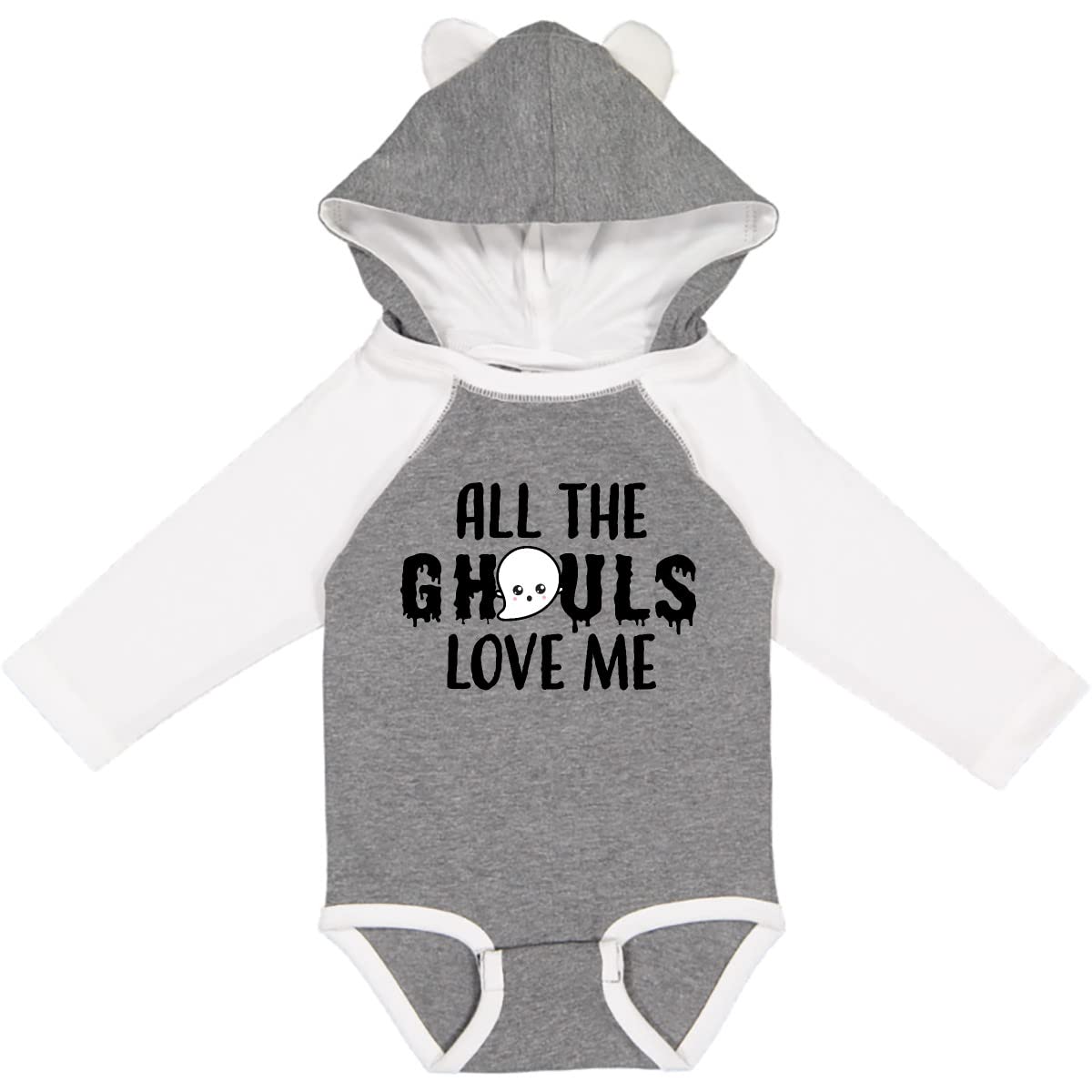 Inktastic 'All The Ghouls Love Me' Halloween Ghost Long Sleeve Creeper Shirt - Spooky Costume & Casual Wear for Women & Teens