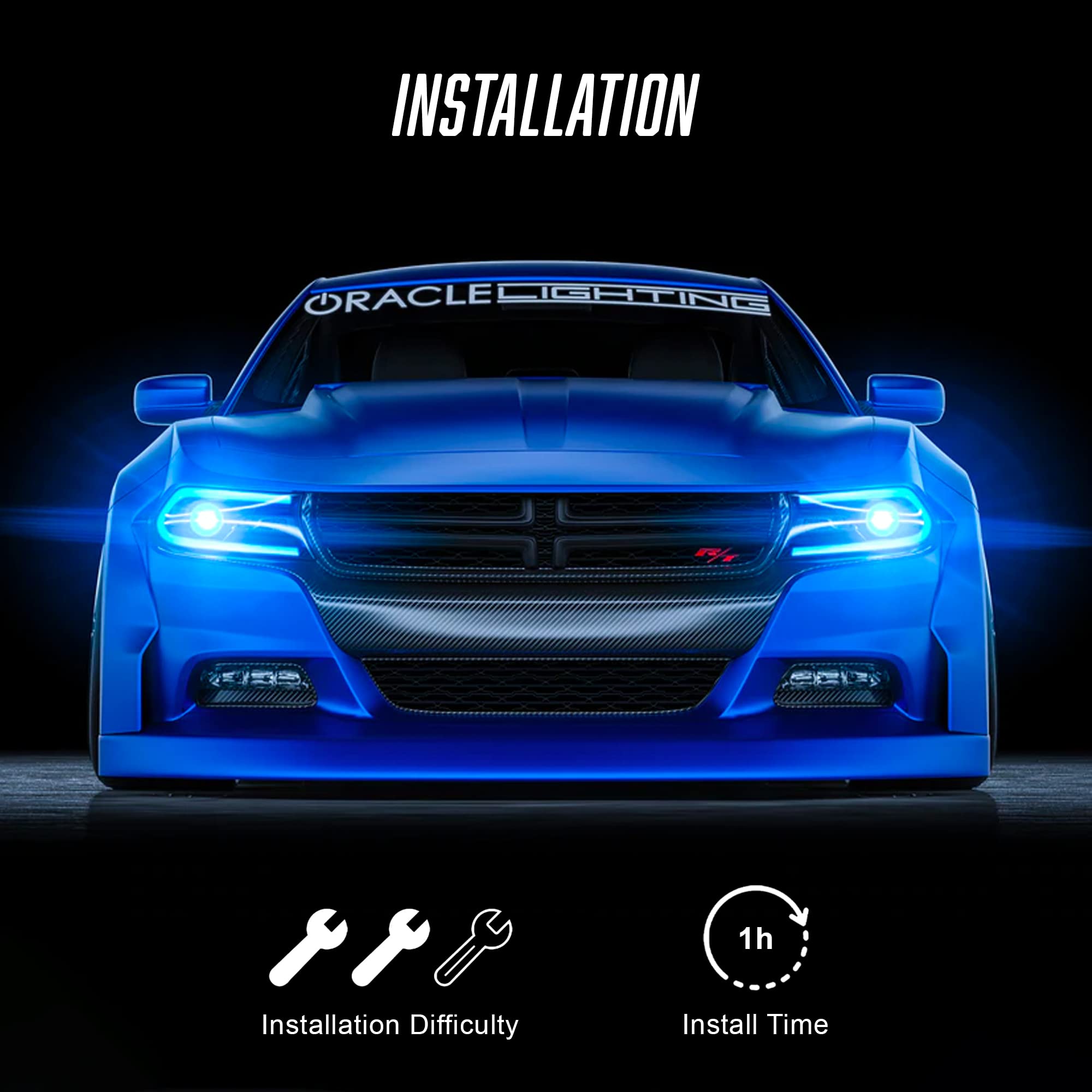ORACLE LIGHTING ColorSHIFT RGB+W DRL Headlight Kit for 2015-2021 Dodge Charger | 6 DRL Lights with BC1 Controller | Part #1443-335 | Upgrade Your Ride with Customizable Daytime Running Lights for Enhanced Style & Safety