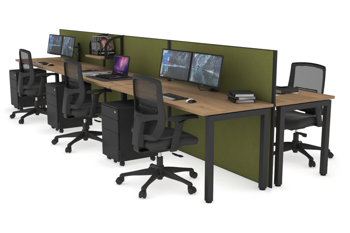 Horizon Quadro 6p Bench with Square Legs - 1600L x 700W Office Workstation Desk for Home Office, Conference Room & Workspace