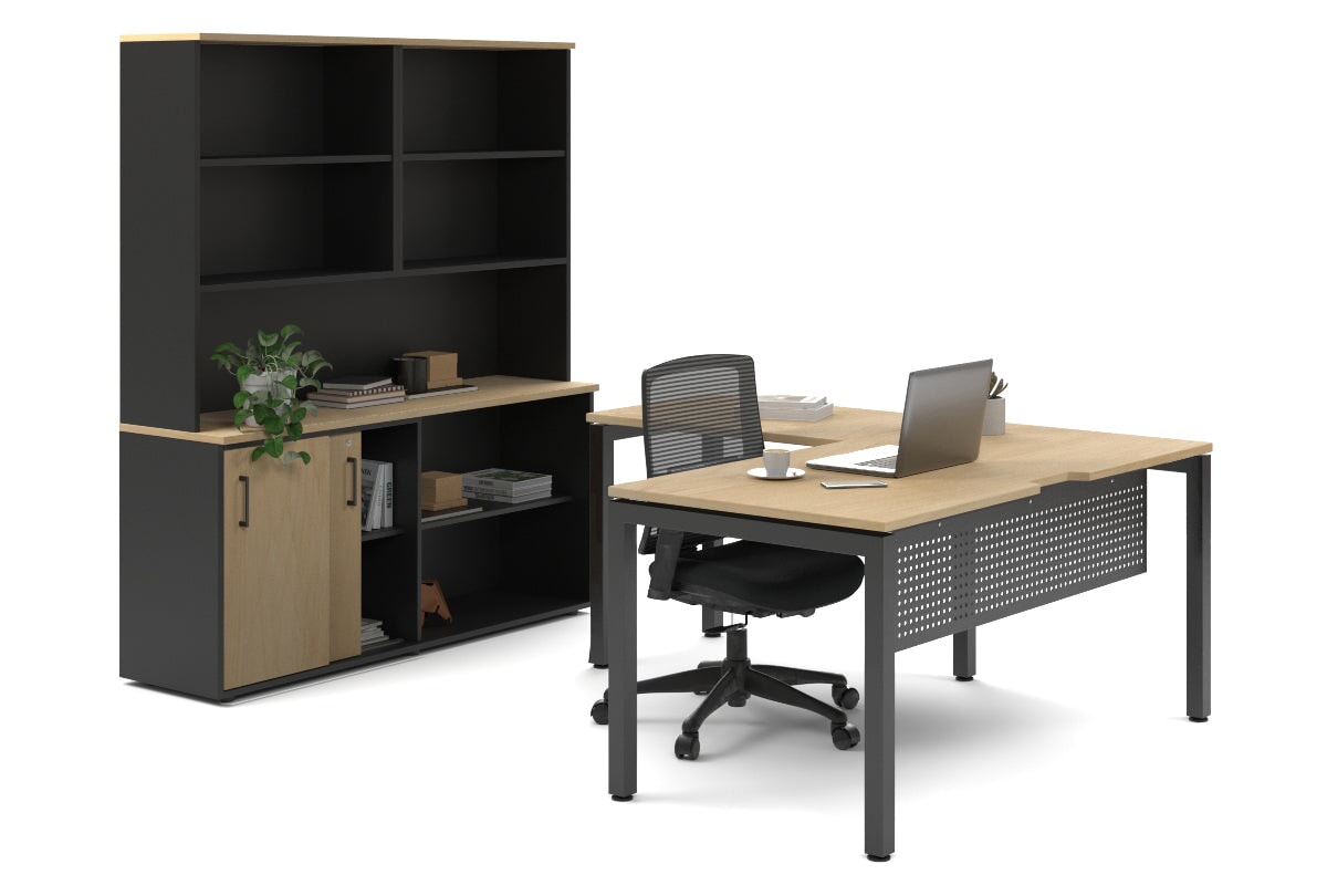 Quadro Square Legs L-Shaped Executive Desk with Black Legs [1600L x 1700W] - Perfect for Home Office, Conference Room & Modern Workspace