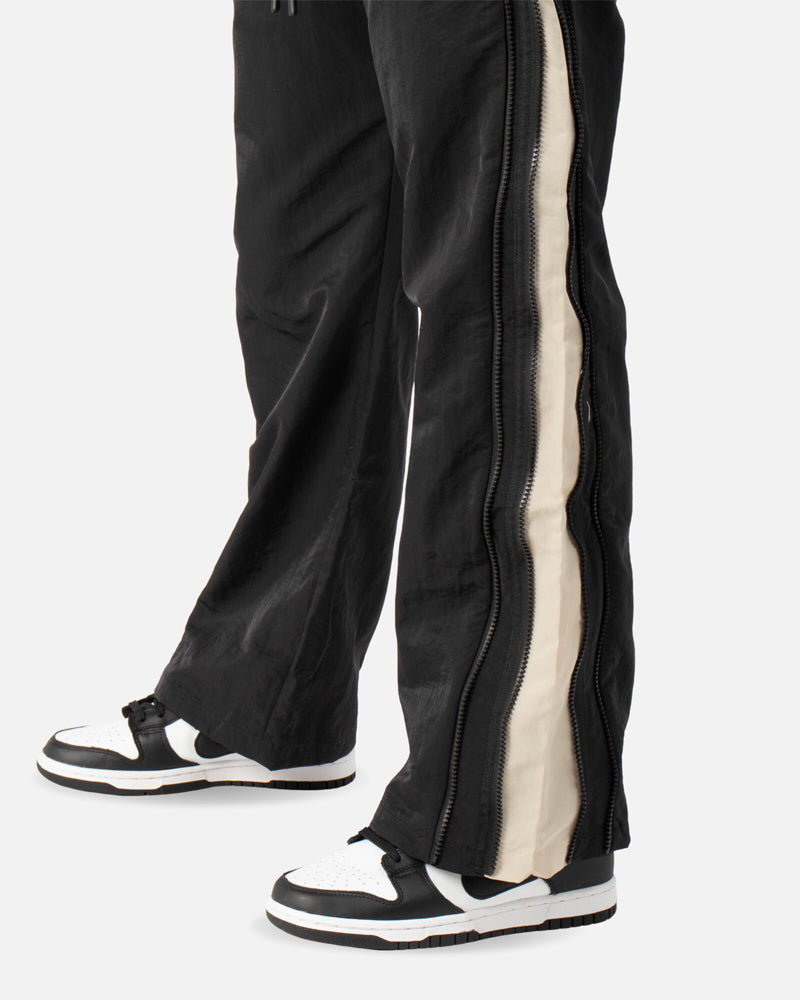 SSS Realism Reign Double Zip Track Pants for Men - Black Athletic Joggers with Side Pockets - Perfect for Running, Gym & Casual Wear