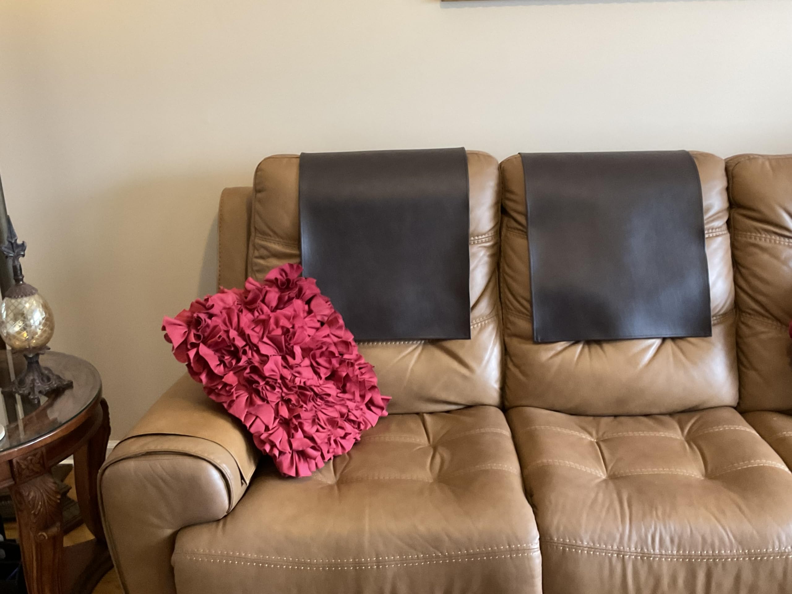 2 Pack Premium Vinyl Headrest Covers for Recliners - Tear & Fade Resistant Furniture Protector Slipcovers for Sofas, Loveseats, Theater & Office Chairs (Chocolate Brown) - Perfect for Home, Office & Movie Theater Seating Protection