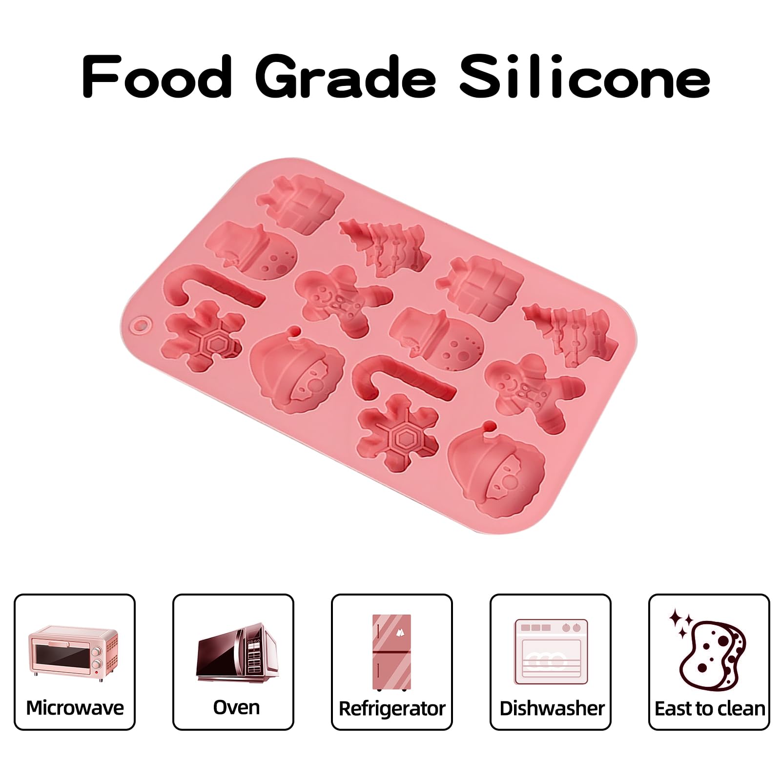 Christmas Silicone Molds Set of 3 - Tree, Santa & Candy Cane Chocolate Molds for Baking, Resin, Ice Cubes, Soap Making - Perfect for Holiday Treats, DIY Crafts & Festive Dessert Decorations