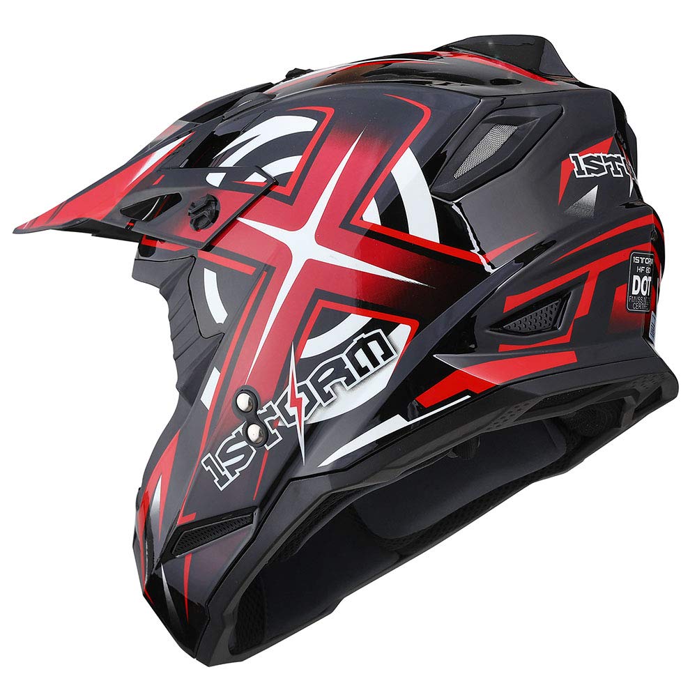 1Storm HF801 Adult Motocross Helmet - BMX MX ATV Dirt Bike Racing Helmet with Bluetooth Headset (Sonic Red) | Full Face Protection for Off-Road Motorcycle, ATV & Dirt Bike Riding