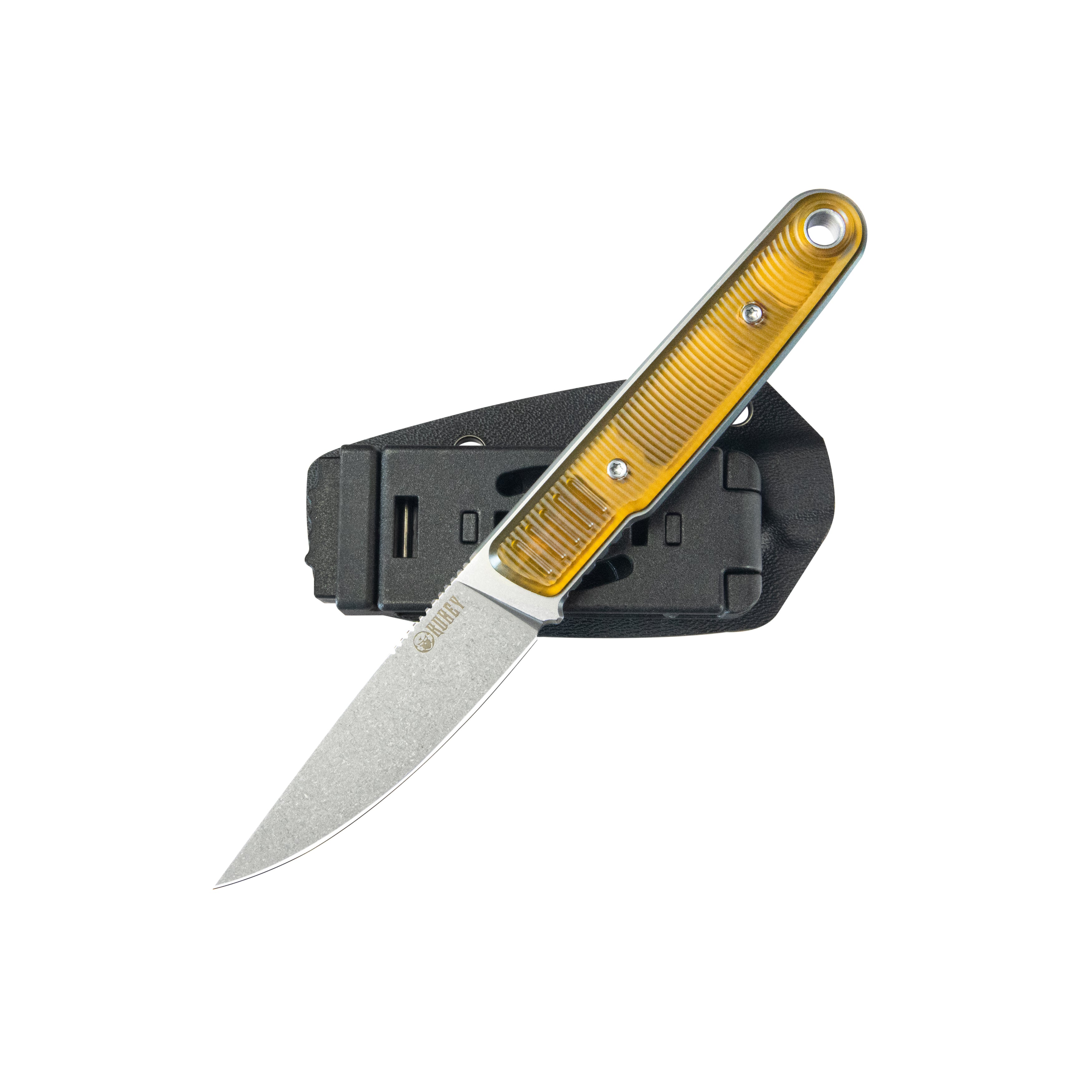 Kubey JL Drop Point EDC Fixed Blade Knife - 3.11'' Ultem Handle, 14C28N Steel, Bead Blast Finish | Perfect for Camping, Hiking & Outdoor Survival (Model KU356C)