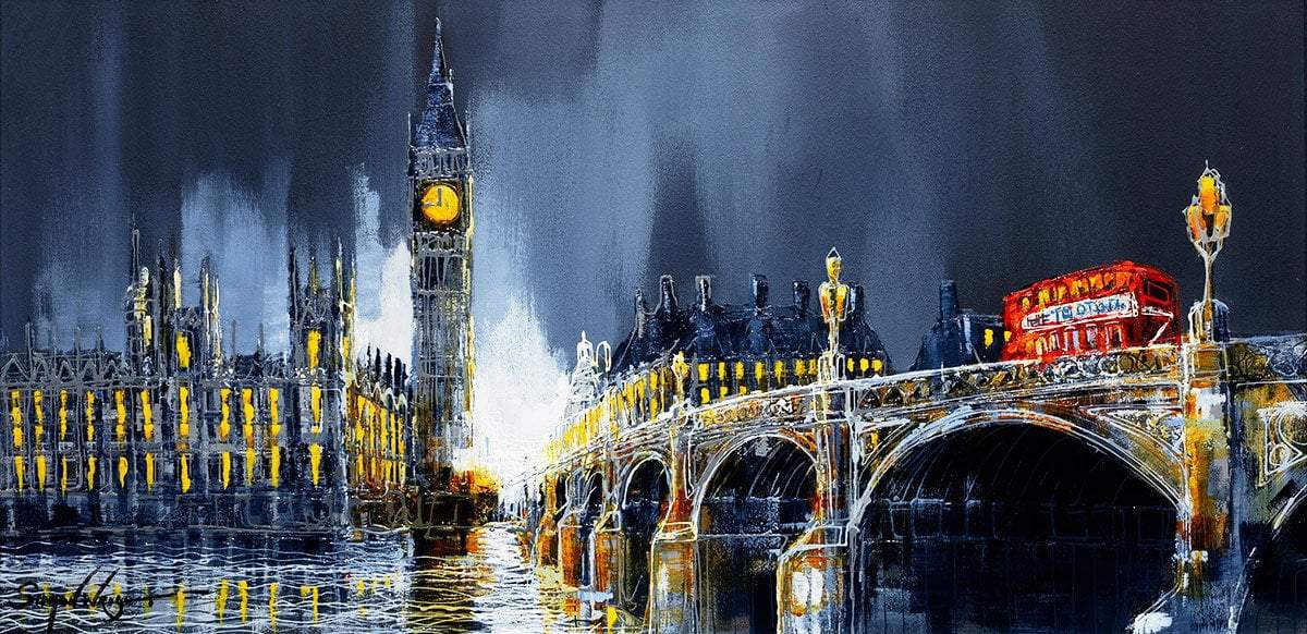 Across the Thames II Original Painting - London River Landscape Artwork for Home & Office Decor | Perfect Gift for Art Lovers & Interior Design