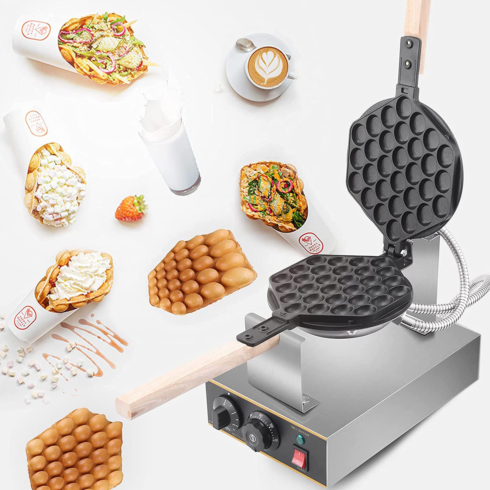**Adjustable Temperature Bubble Waffle Maker - Non-Stick Coating for Crispy Hong Kong-Style Egg Waffles in 5 Minutes | Perfect for Breakfast, Desserts, and Party Snacks**