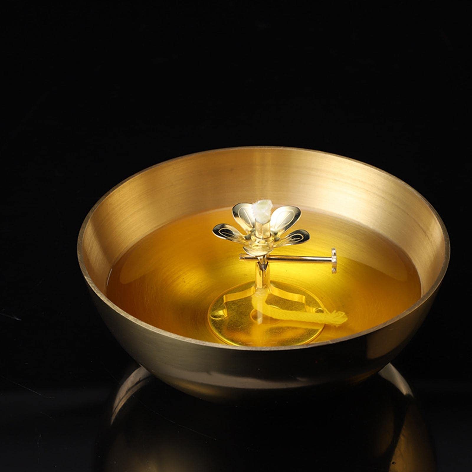 THE STYLE SUTRA® 2X Golden Butter Lamp Wick Holders - 7x4cm Wick Lamp Stand for Buddha Altar, Yoga Meditation & Wedding Decor | Spiritual Home Decor for Puja, Temple & Relaxation Spaces