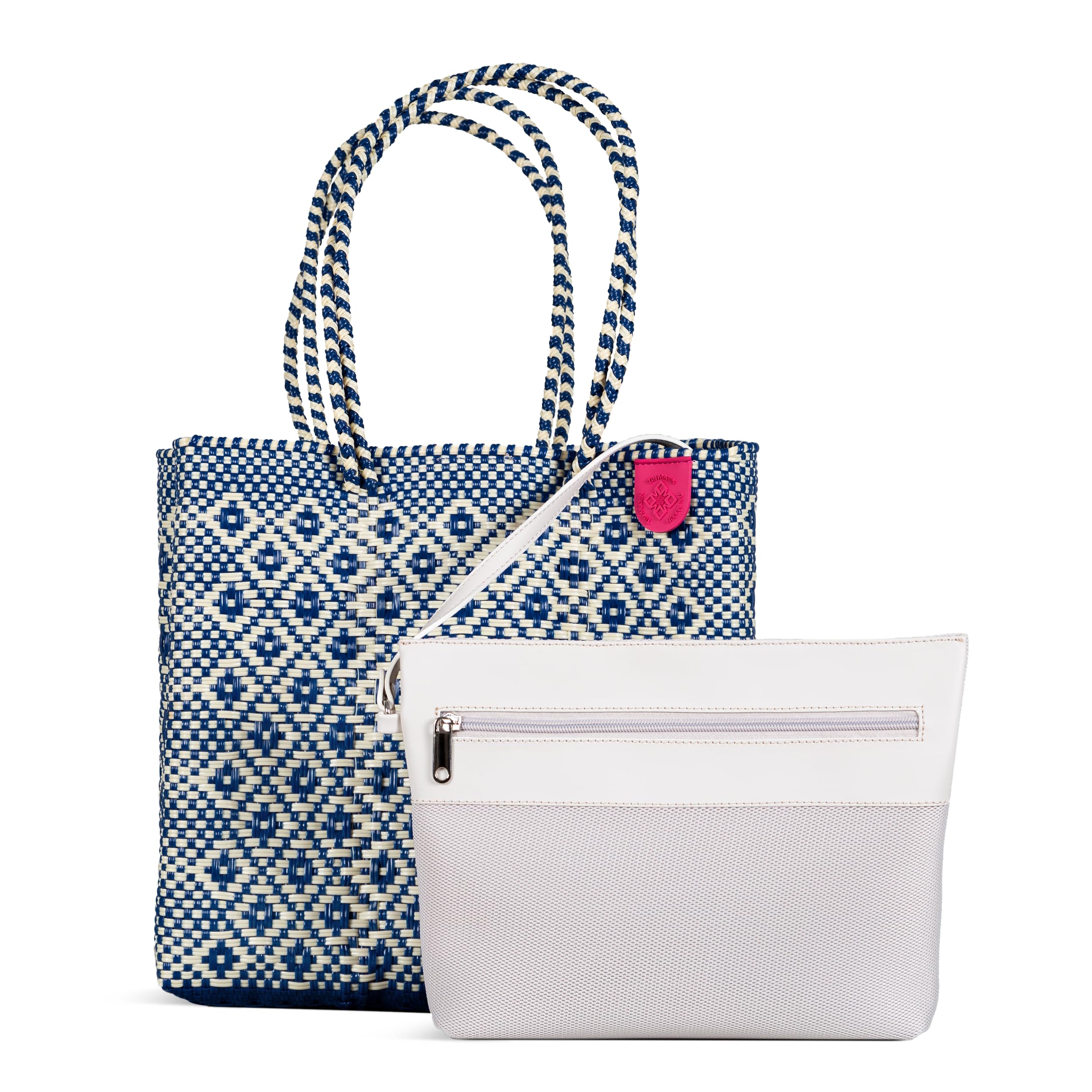 Handwoven Recycled Plastic Tote Bag - Eco-Friendly Mexican Woven Purse from Oaxaca, Water-Resistant Beach & Summer Tote for Women, Perfect for Shopping, Travel, and Everyday Use