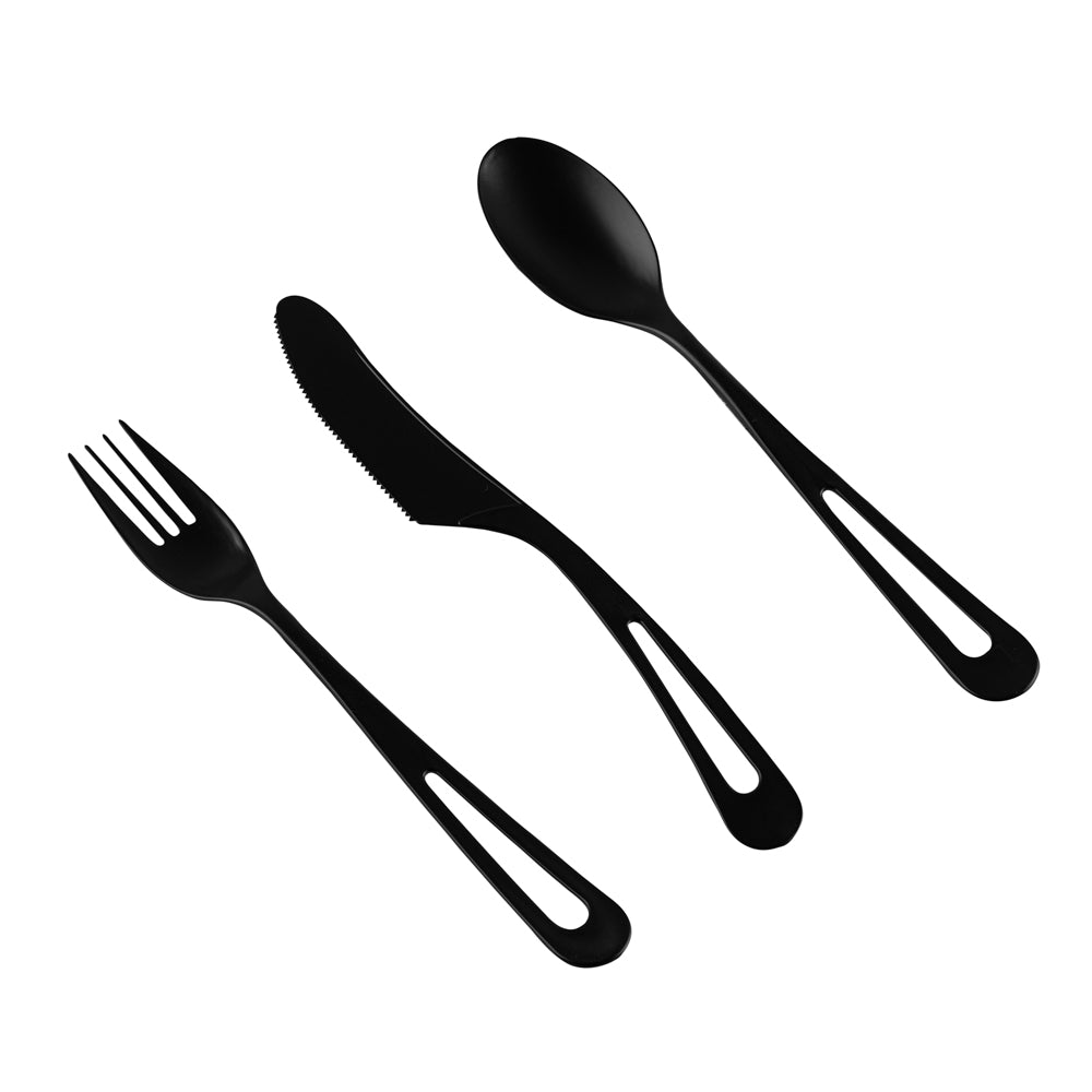 Eco-Friendly Black CPLA Plastic Cutlery Set - 290-Piece Heat Resistant, Compostable Cutlery (7.5