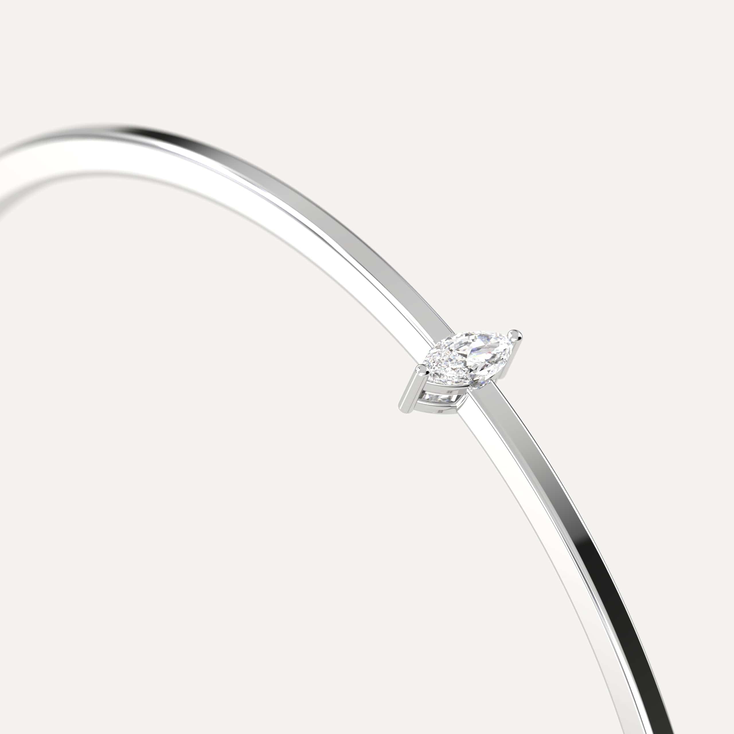 1/4 Carat Marquise Cut Diamond Solitaire Bangle Bracelet for Women - Elegant 14K Gold Jewelry for Weddings, Anniversaries & Special Occasions