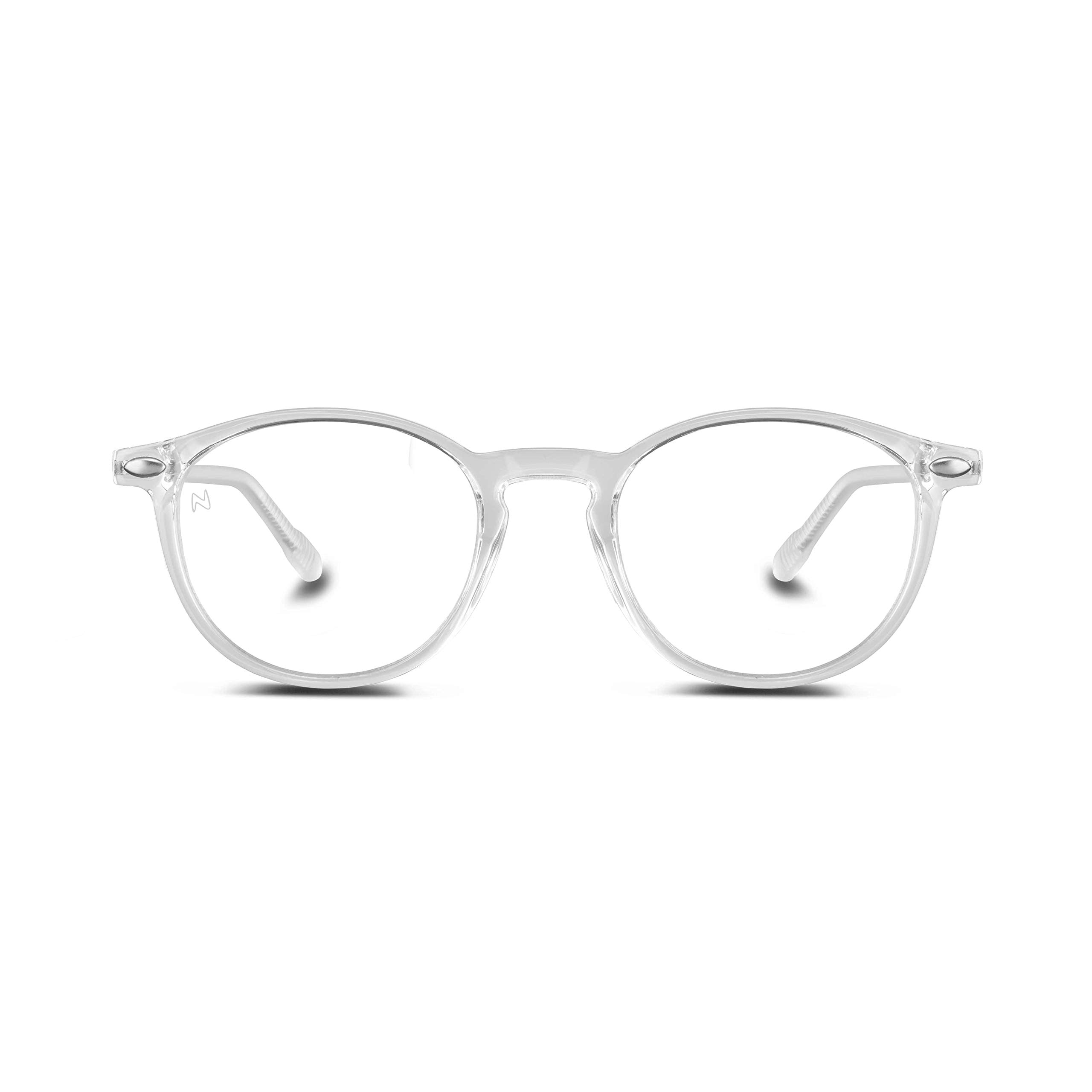 NOOZ Optics Unisex Kids Anti Blue Light Glasses - Lightweight Blue Light Blocking Glasses for Children, Non-Prescription with Compact Case - CRUZY Round Frame for Screen Time, Gaming & Online Learning