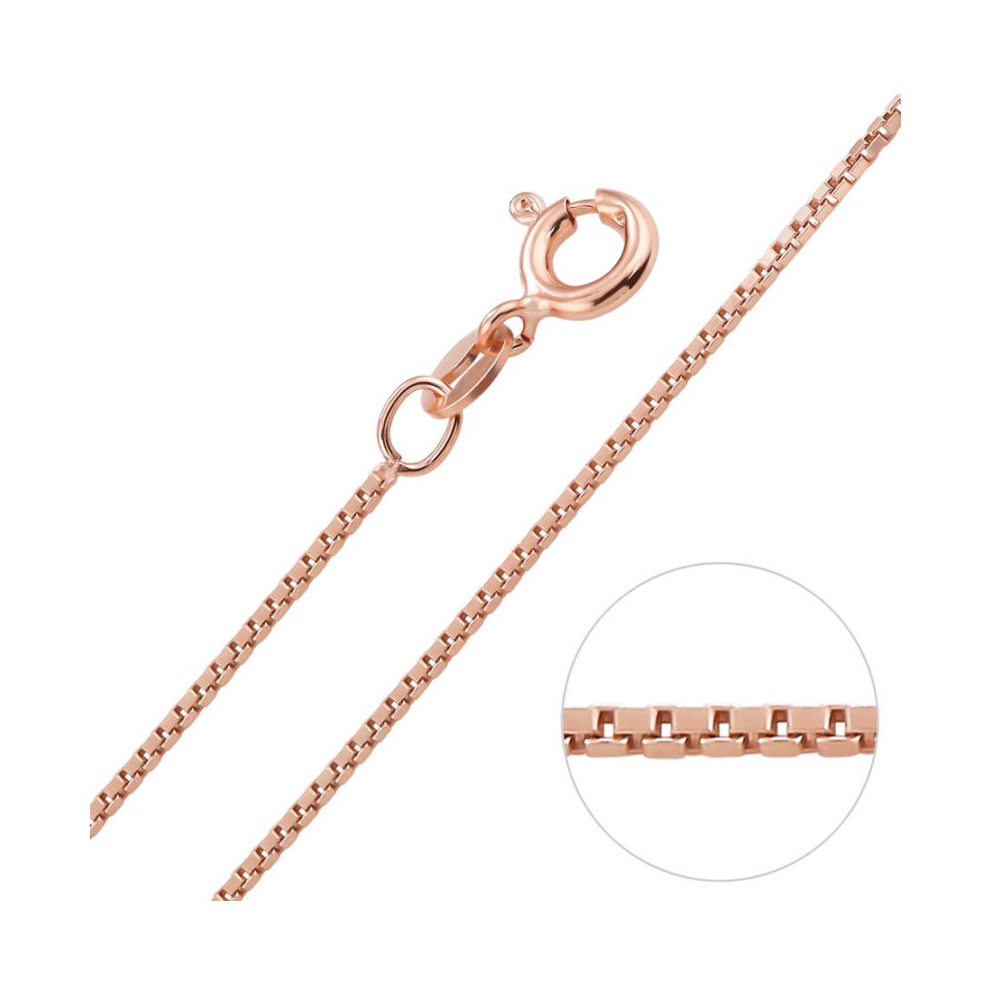 1MM 019 Rose Gold Box Chain Necklace - .925 Solid Sterling Silver, 16-26 Inches - Perfect for Gifts, Layering & Everyday Wear