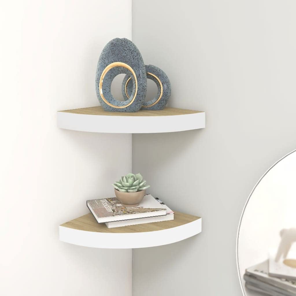2-Pack Floating Corner Shelves for Wall - 13.7
