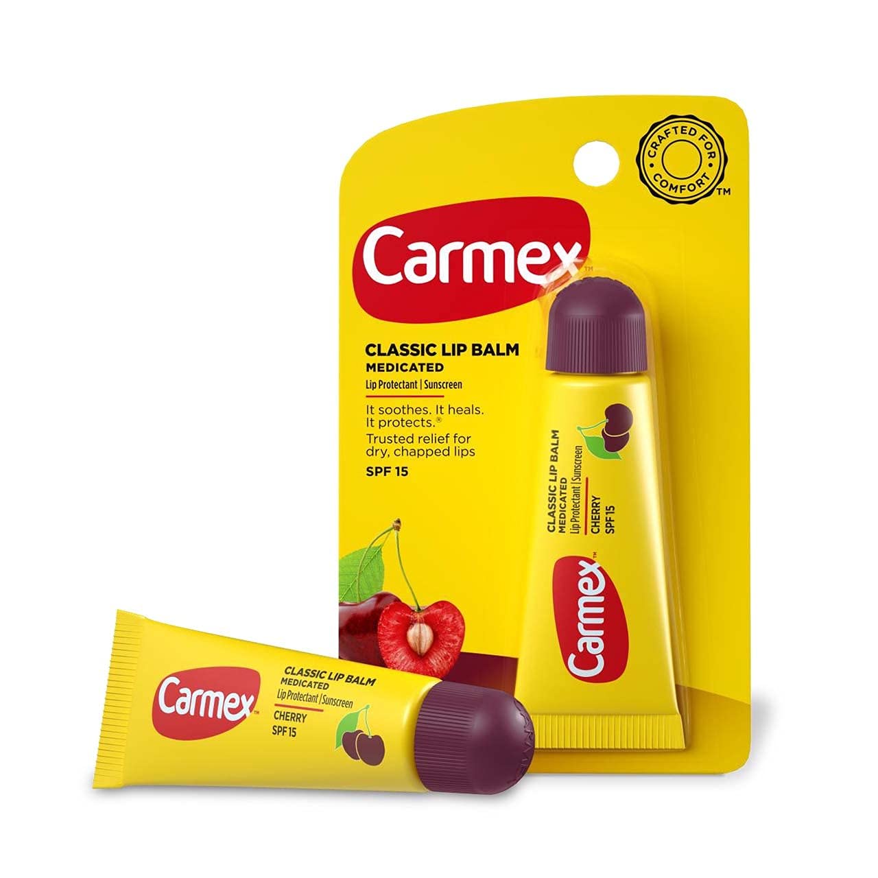 Carmex Moisturizing Lip Balm SPF 15 Cherry Flavor 0.35 oz - Hydrating & Protecting Lip Care for Dry, Chapped Lips - Perfect for Outdoor Activities, Winter Care & Daily Use