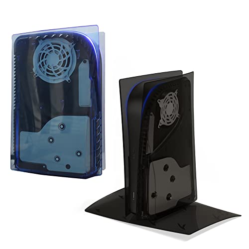 PS5 Clear Black Faceplates with Transparent Blue Hard Cover - Shockproof Anti-Scratch Matte Side Panels for PlayStation 5 Console | Durable Replacement Shell & Protective Accessories | Perfect for Gaming Setups & Display Collections