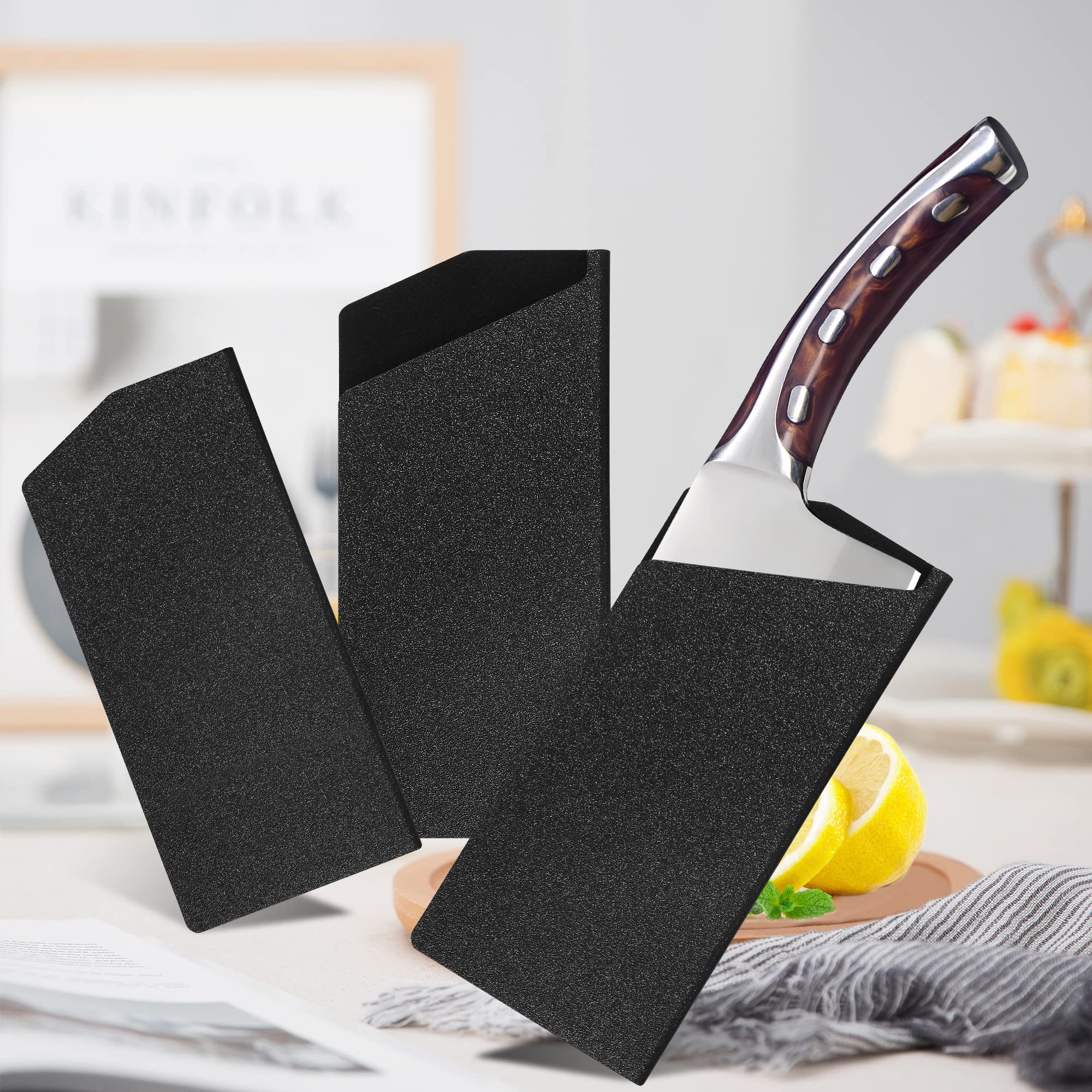 XYJ Universal Knife Edge Guards 2 Pack - ABS Plastic Knife Blade Protectors for Kitchen Knives - Safe Storage & Travel Use for Chef Knives, Paring Knives & Kitchen Utensils