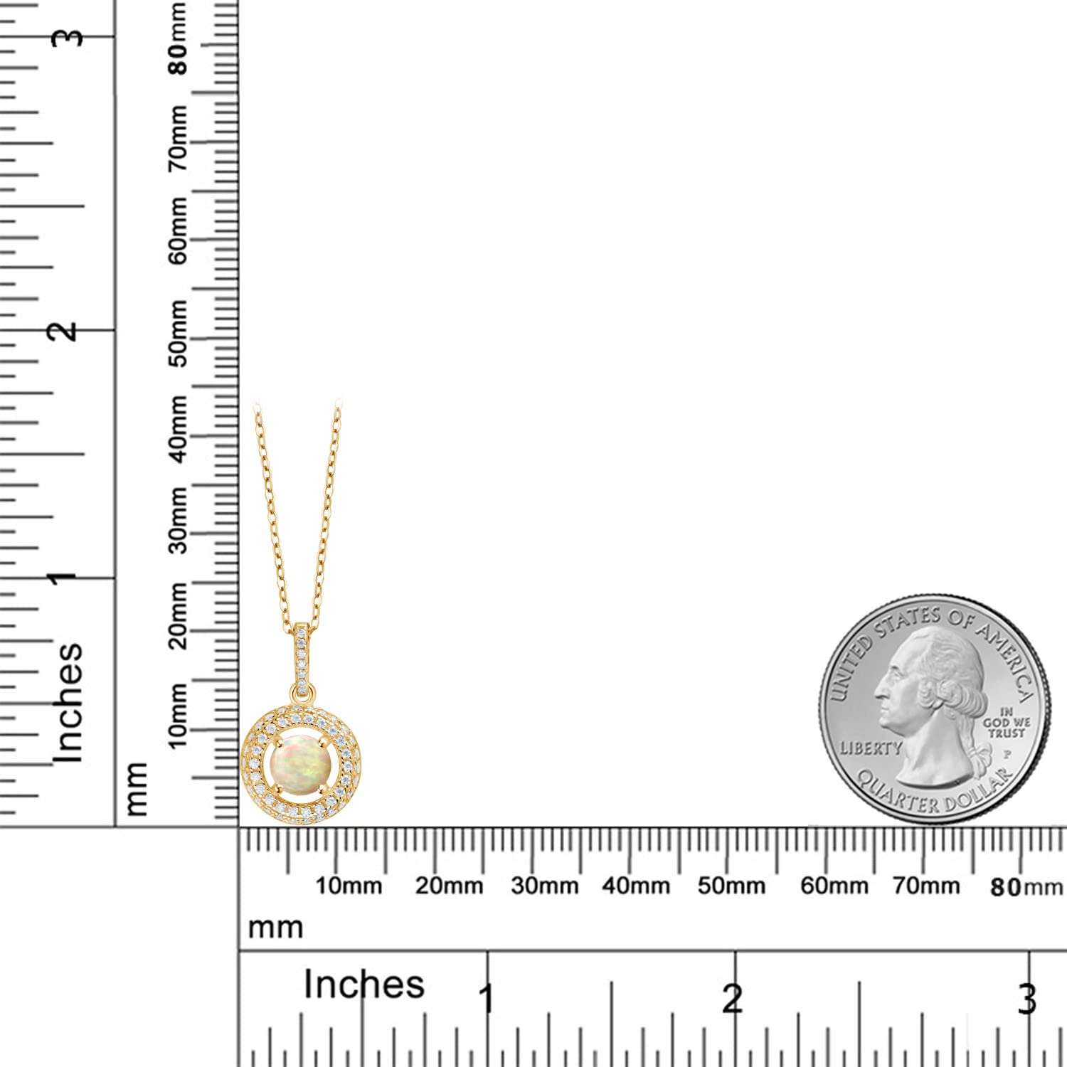 18K Yellow Gold Plated Silver 6MM Round Birthstone & White Moissanite Pendant Necklace for Women | Halo Design with 18 Inch Chain | Perfect for Birthdays, Anniversaries & Special Occasions