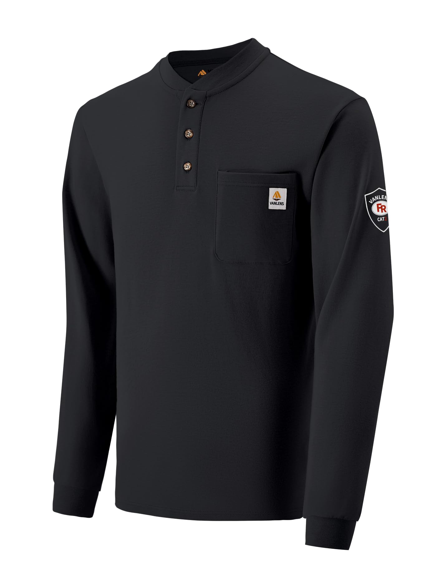 Flame Resistant Men's Shirts - Lightweight 6.5oz Long Sleeve Henley FR Shirts CAT2 NFPA2112 Compliant - Perfect for Industrial Work & Outdoor Safety Protection