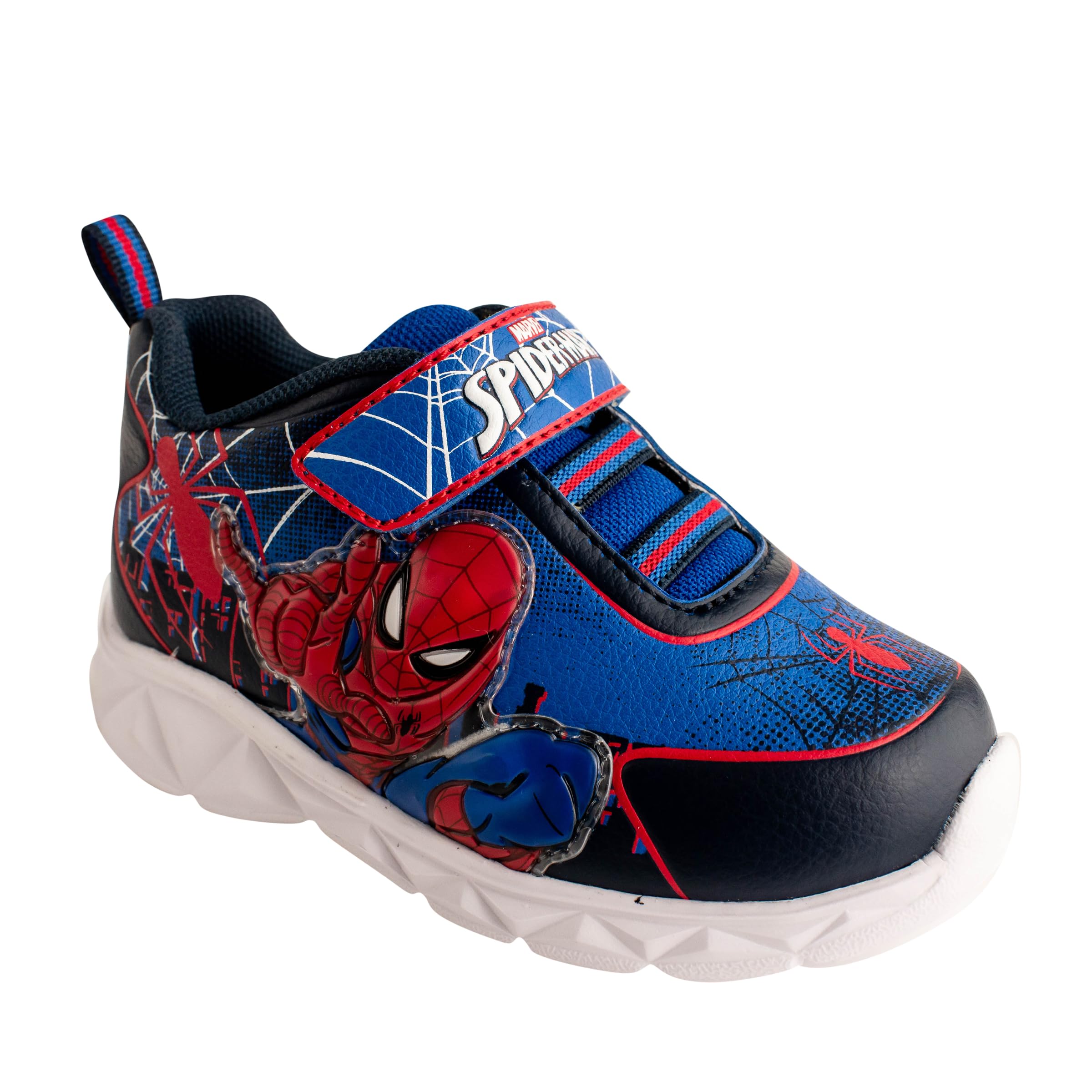 MARVEL Spiderman Light-Up Sneakers for Toddlers - Size 12 Royal Blue | Kids' Superhero Shoes for Playtime & Costume Parties