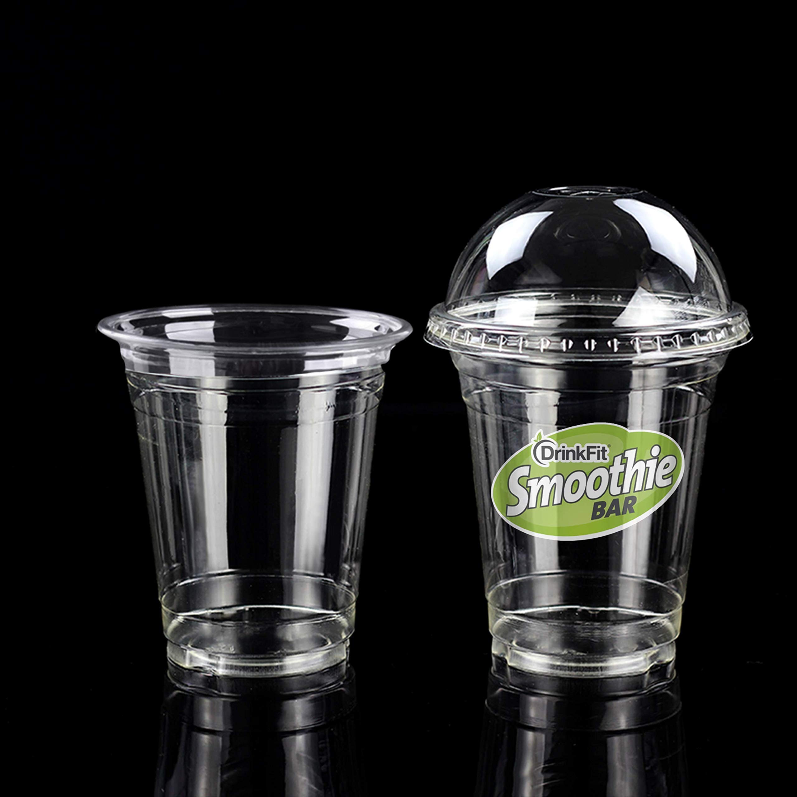 DrinkFit Clear PET Plastic Dome Lids with Hole - BPA Free Disposable Smoothie Cup Lids (1000 Count Bulk Case) - Perfect for Bubble Tea, Iced Coffee, Juice Bars & Takeout Drinks