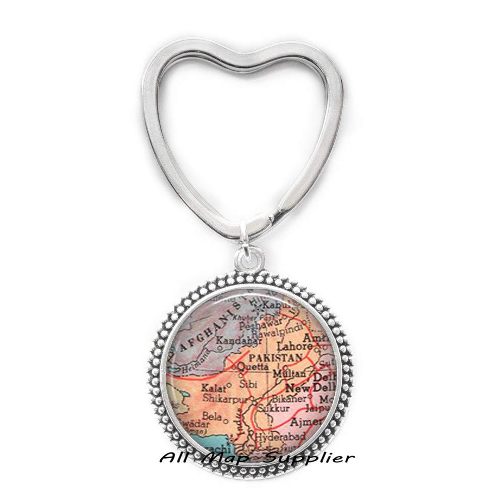 Pakistan Map Keychain - Fashion Key Ring with Pakistan Map Jewelry - Perfect for Travel Enthusiasts, Gifts & Souvenirs (A0113)