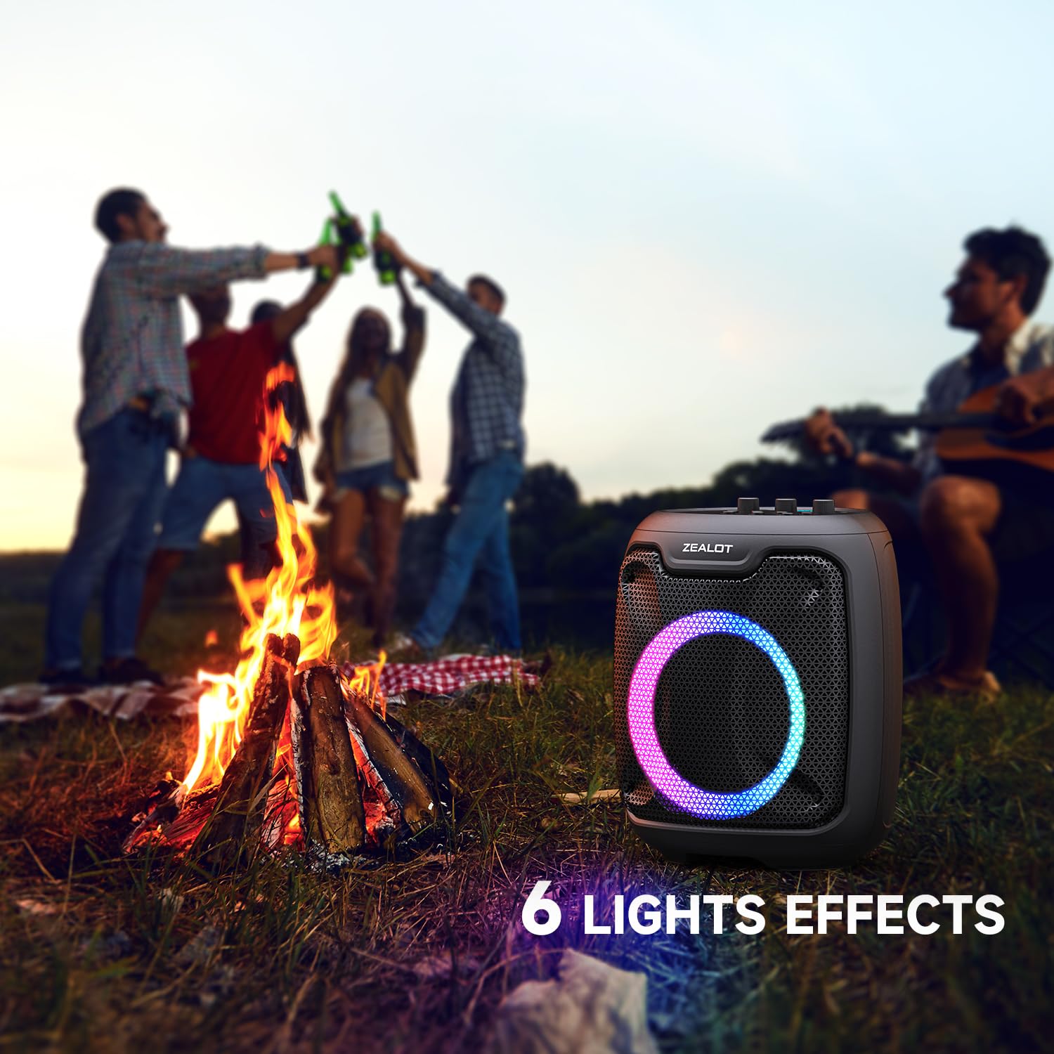 ZEALOT 80W Bluetooth Speaker with Powerful Sound & Bass, Wireless Outdoor Party Speaker, 115dB Loud Audio, IPX5 Waterproof, LED Lights, TF/AUX/USB - Perfect for Beach, Pool, Camping & Backyard Parties